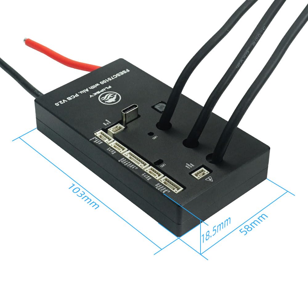 FLIPSKY 75100 V2.0 VESC-Based Speed Controller for Electric Skateboard, Scooter & Ebike - Aluminum PCB with Power Switch (103x58x18.5mm, Black) - Perfect for DIY Electric Vehicle Upgrades & High-Performance Motor Control