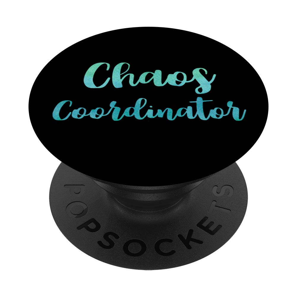 Chaos Coordinator Teal & Black Watercolor Typography PopSockets PopGrip - Swappable Phone & Tablet Grip - Perfect Gift for Office Workers, Students & Busy Professionals