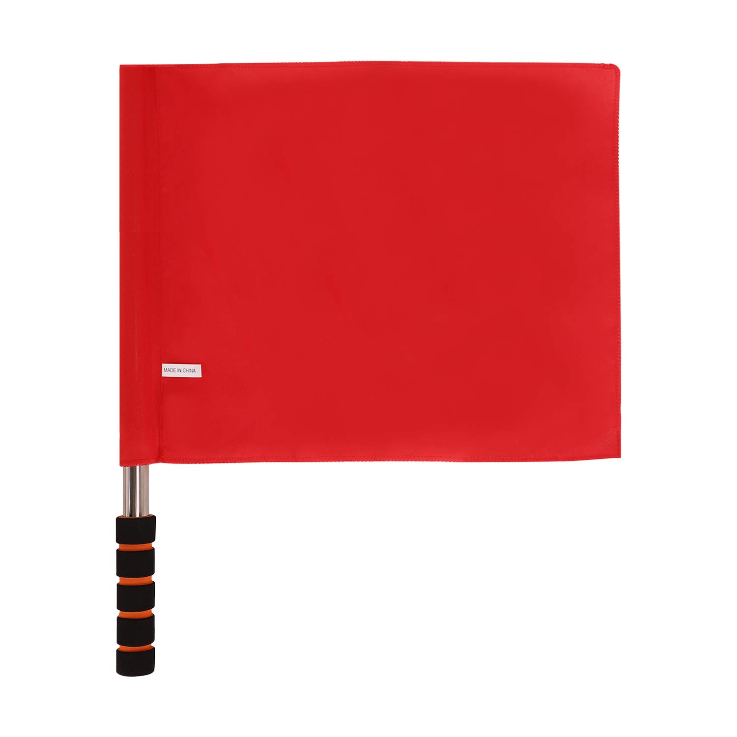 Referee Flag with Metal Pole & Foam Handle - Red Linesman Flag for Soccer, Rugby, Hockey - Durable Athletic Training Flag for Track & Field, Volleyball, Football Games - Perfect for Sports Competitions & Officiating