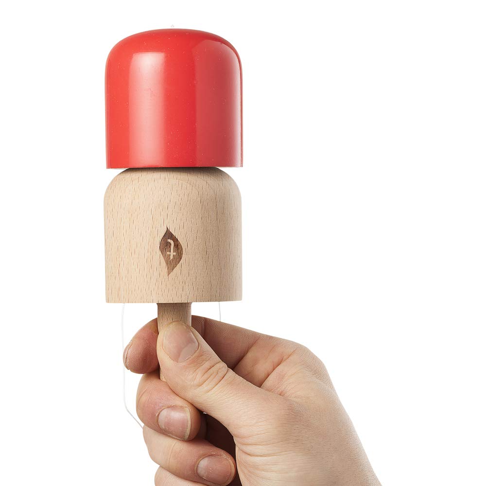Premium Terra Kendama - The Pill Wooden Skill Toy for Hand-Eye Coordination - Red - Perfect for Stress Relief, Office Desk Toys & Outdoor Play