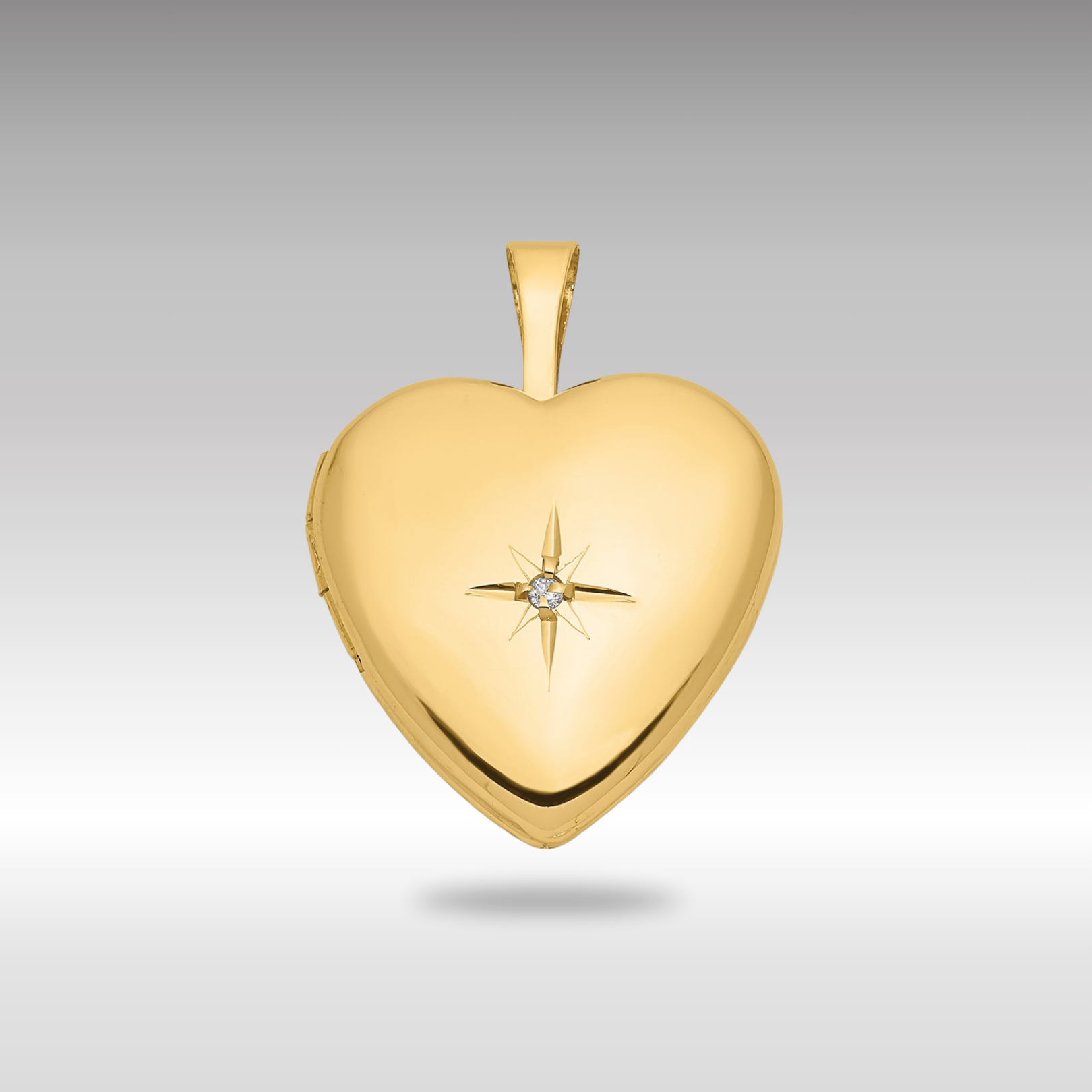 Gold 16mm Diamond Star Heart Locket Pendant with 0.01ct Diamond - XL792 Model - Perfect for Valentine's Day Gifts & Anniversary Jewelry
