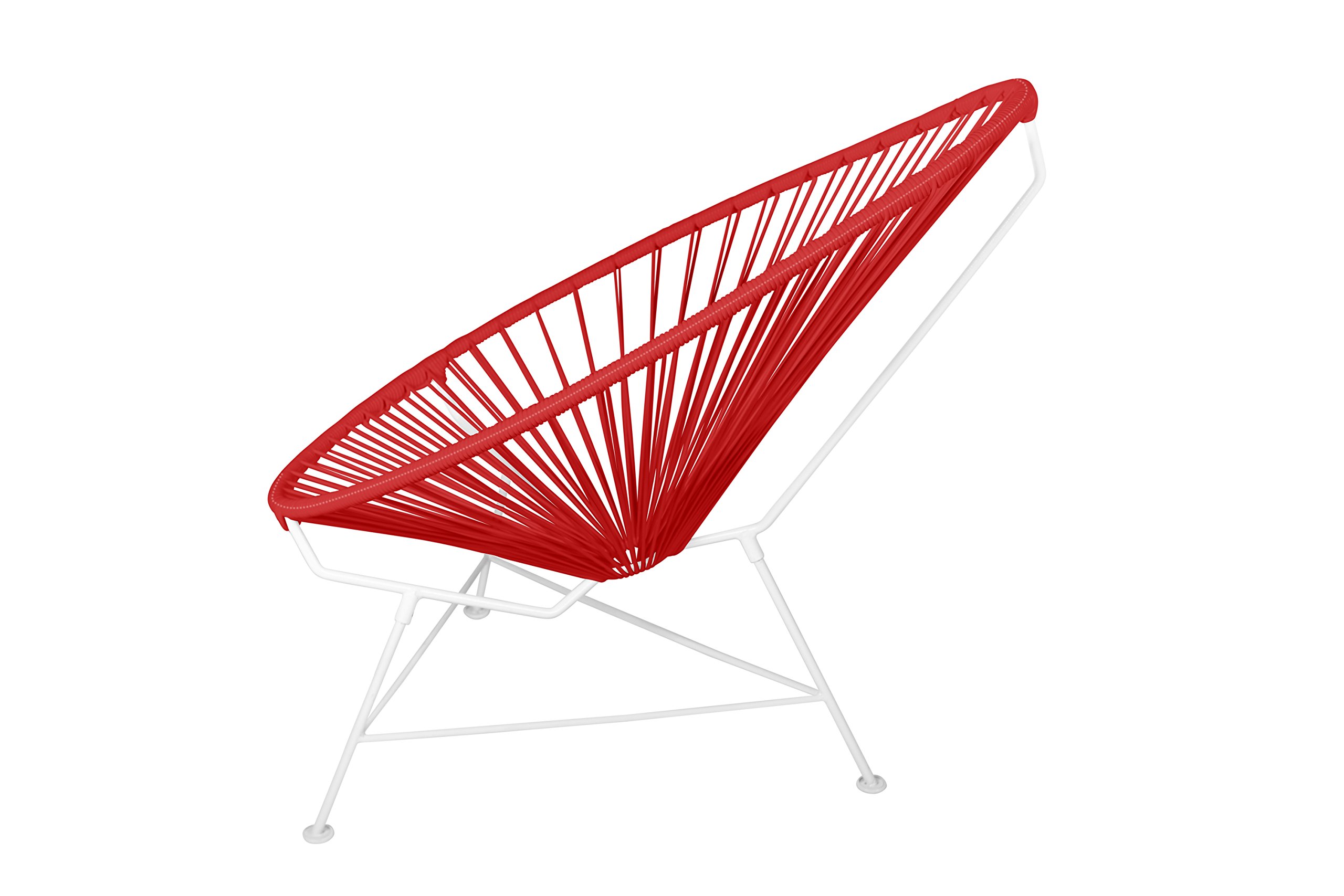 Innit Designs Baby Acapulco Chair - Red Woven Rattan on White Metal Frame for Nursery, Patio & Indoor Use - Stylish Kids Furniture for Relaxation & Play