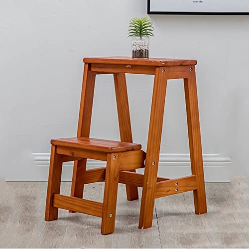 **Wooden 2-Step Folding Stool for Elderly - Non-Slip Bathroom Step Stool, Kitchen Ladder Chair, Shoe Bench | Ideal for Bathroom Safety, Kitchen Access & Shoe Storage**