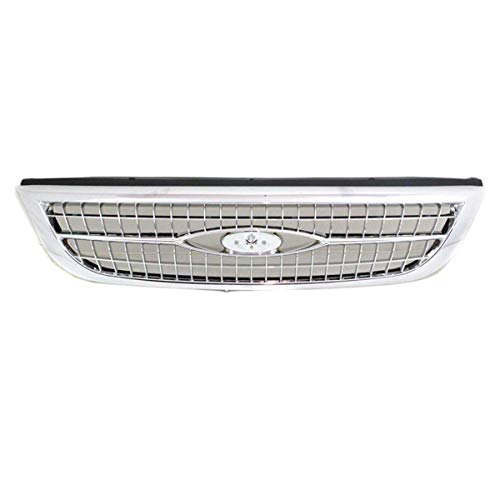 1999-2000 Ford Windstar Front Bumper Grille Assembly - Chrome Shell with Black Mesh Insert | Replacement Auto Part for Van Restoration & Customization