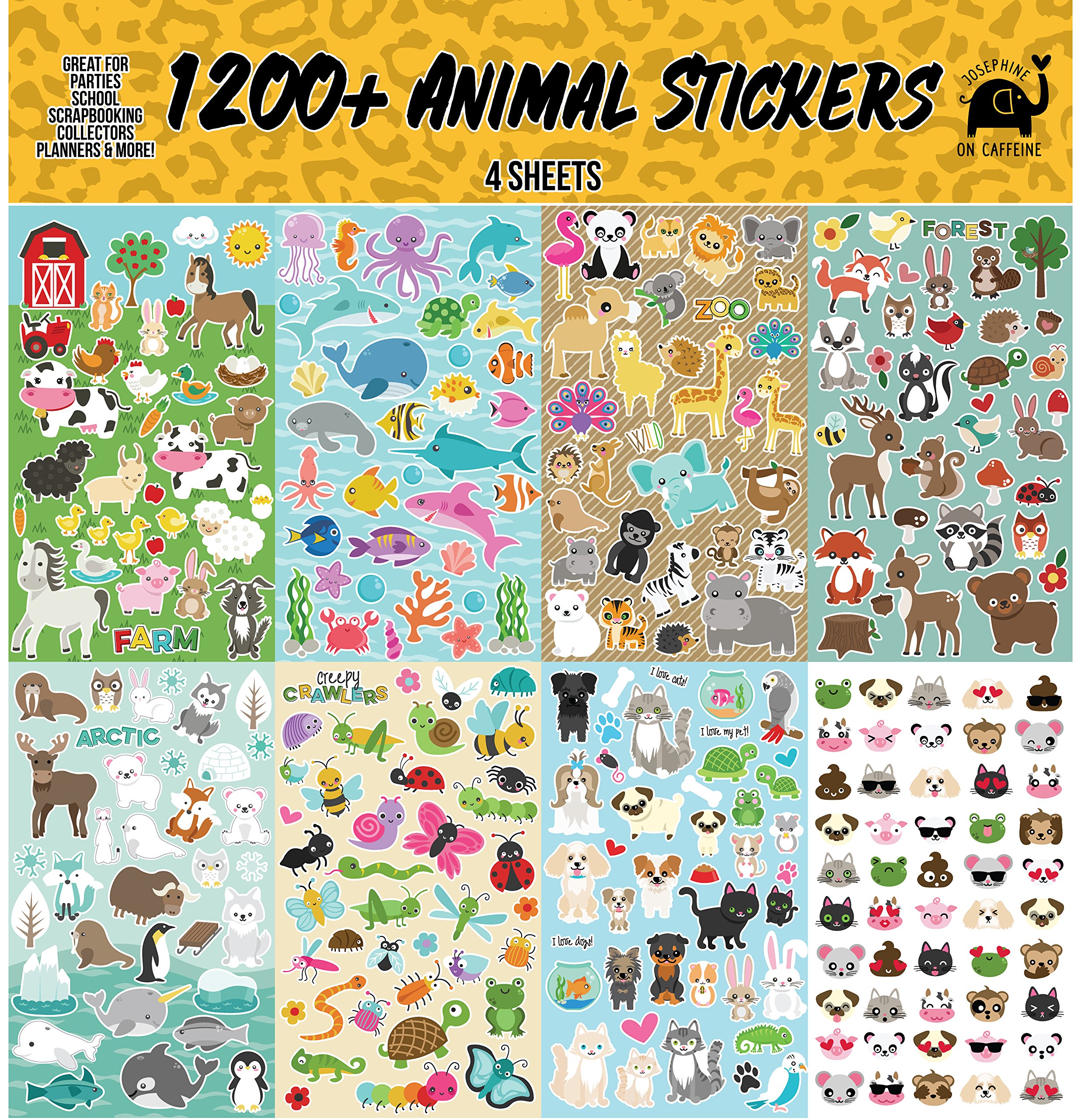 1200+ Assorted Animal Stickers for Calendars, Reward Charts, Planners & Scrapbooking | Cute Animal Stickers for Kids, Teachers & Parents | Perfect for Classroom Rewards, DIY Crafts & Journal Decoration