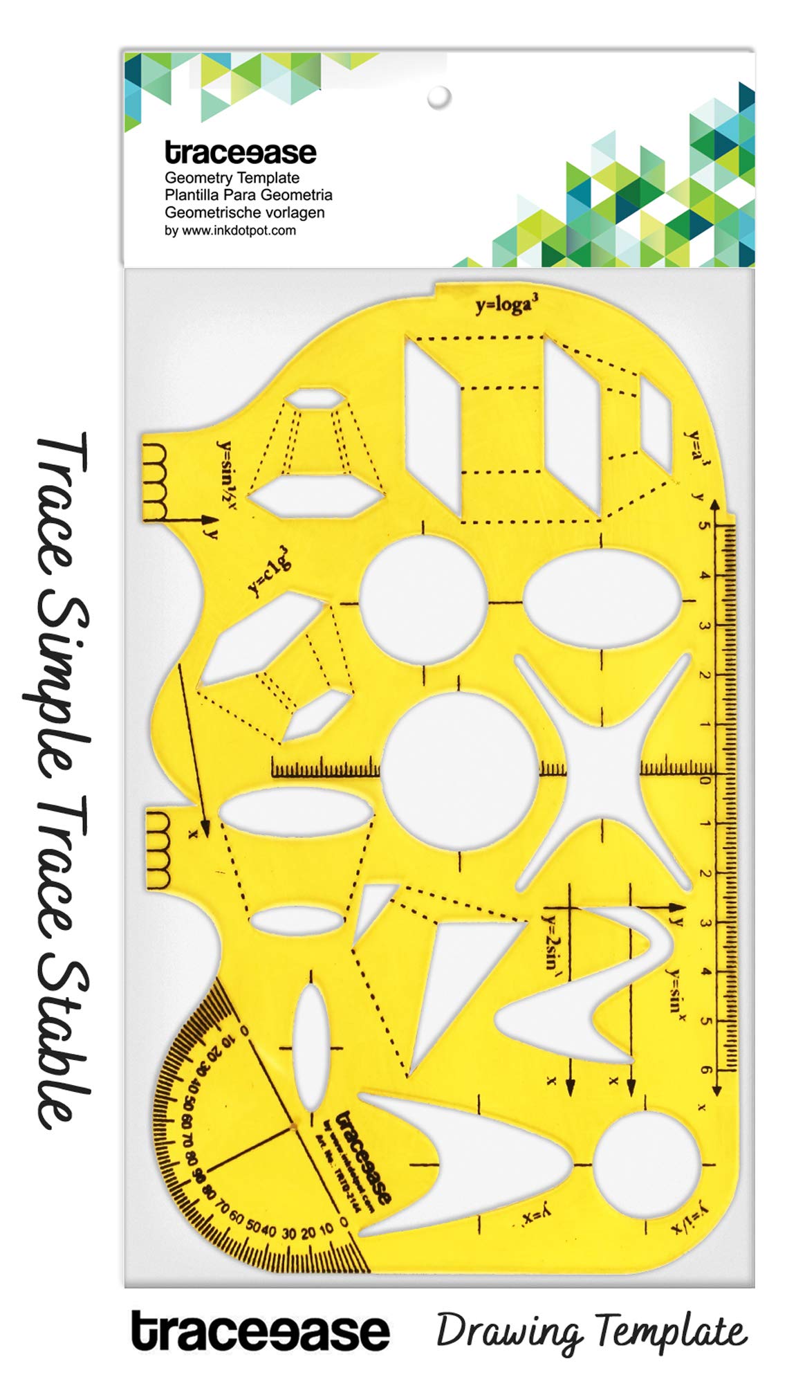 Traceease Math Trigonometry Formula Geometric Template Ruler - Drafting Stencils Tool for Students, Engineers & Architects - Perfect for Geometry Homework, Technical Drawings & Design Projects