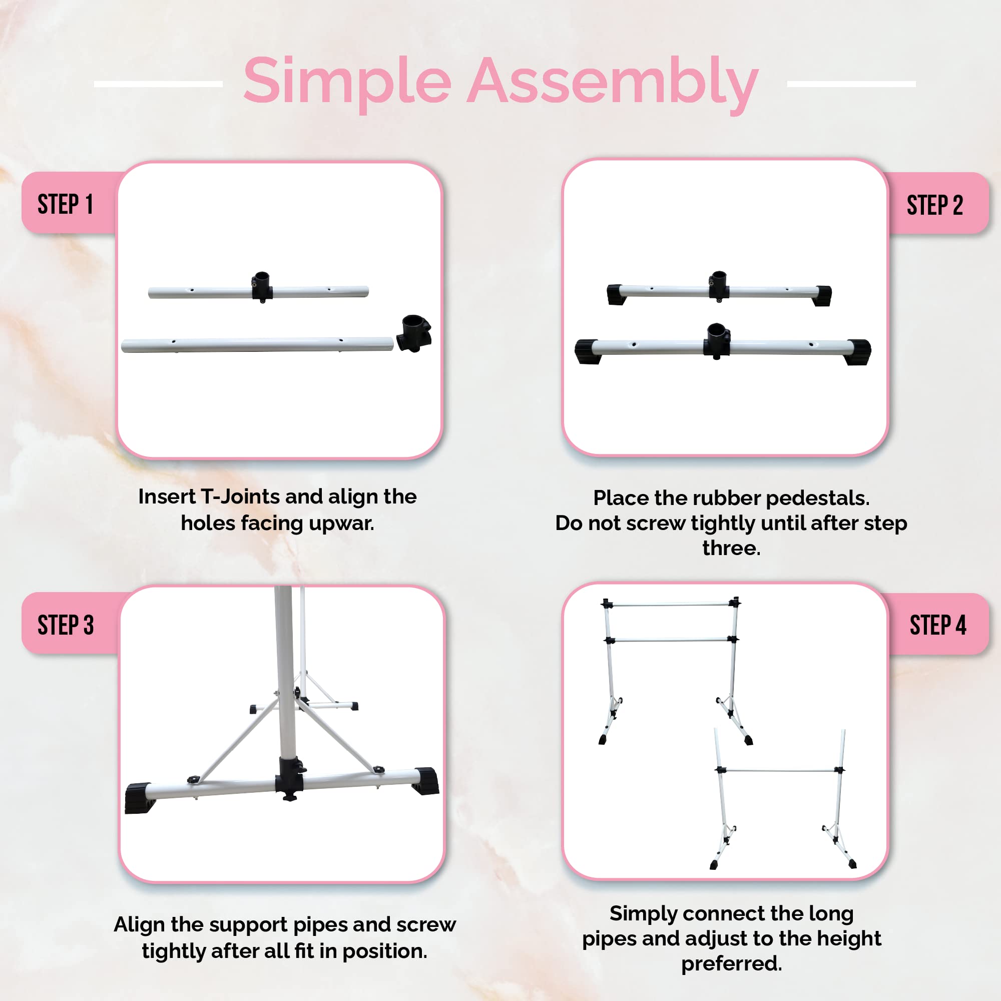 Premium 4 Ft Adjustable Steel Double Ballet Barre with Anti-Wobble Design - Portable Dance Bar for Home & Gym - Includes Carry Bag & Beginner Guide - Perfect for Ballet Practice, Stretching, Dance Training & Fitness Workouts