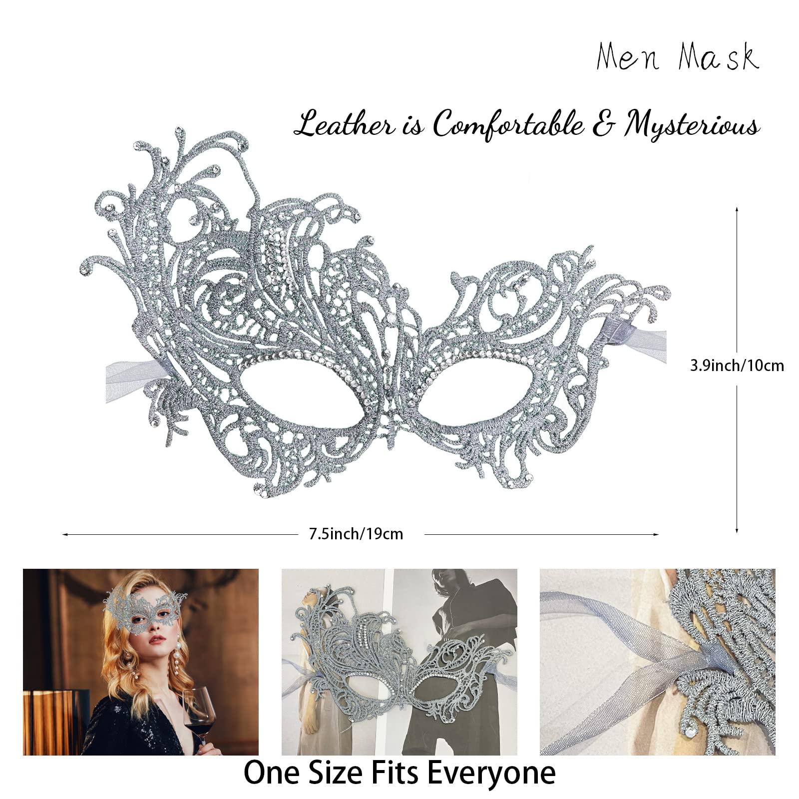 Lace Masquerade Mask for Women - Venetian Party & Halloween Costume