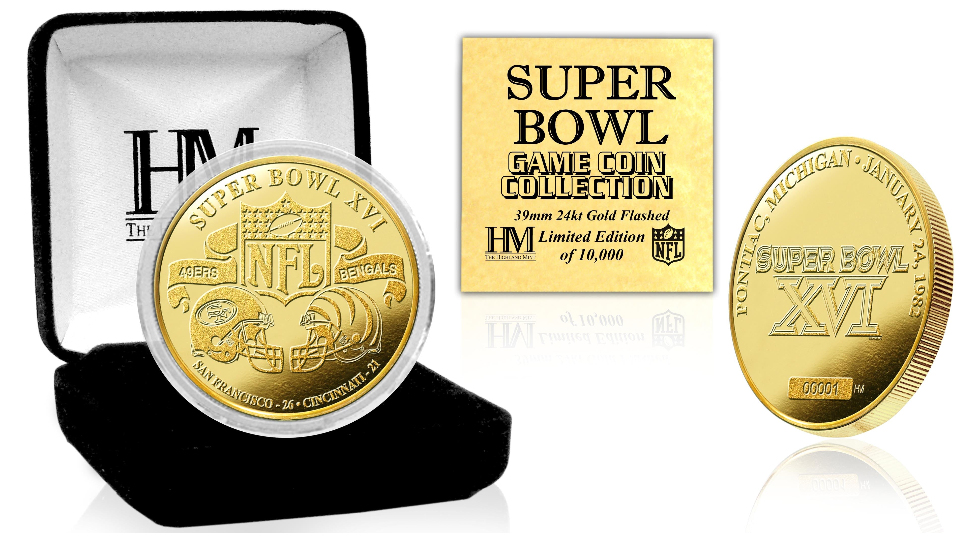Super Bowl XVI 24K Gold Commemorative Flip Coin - Perfect for Football Fans, Collectors & Game Day Decision Making