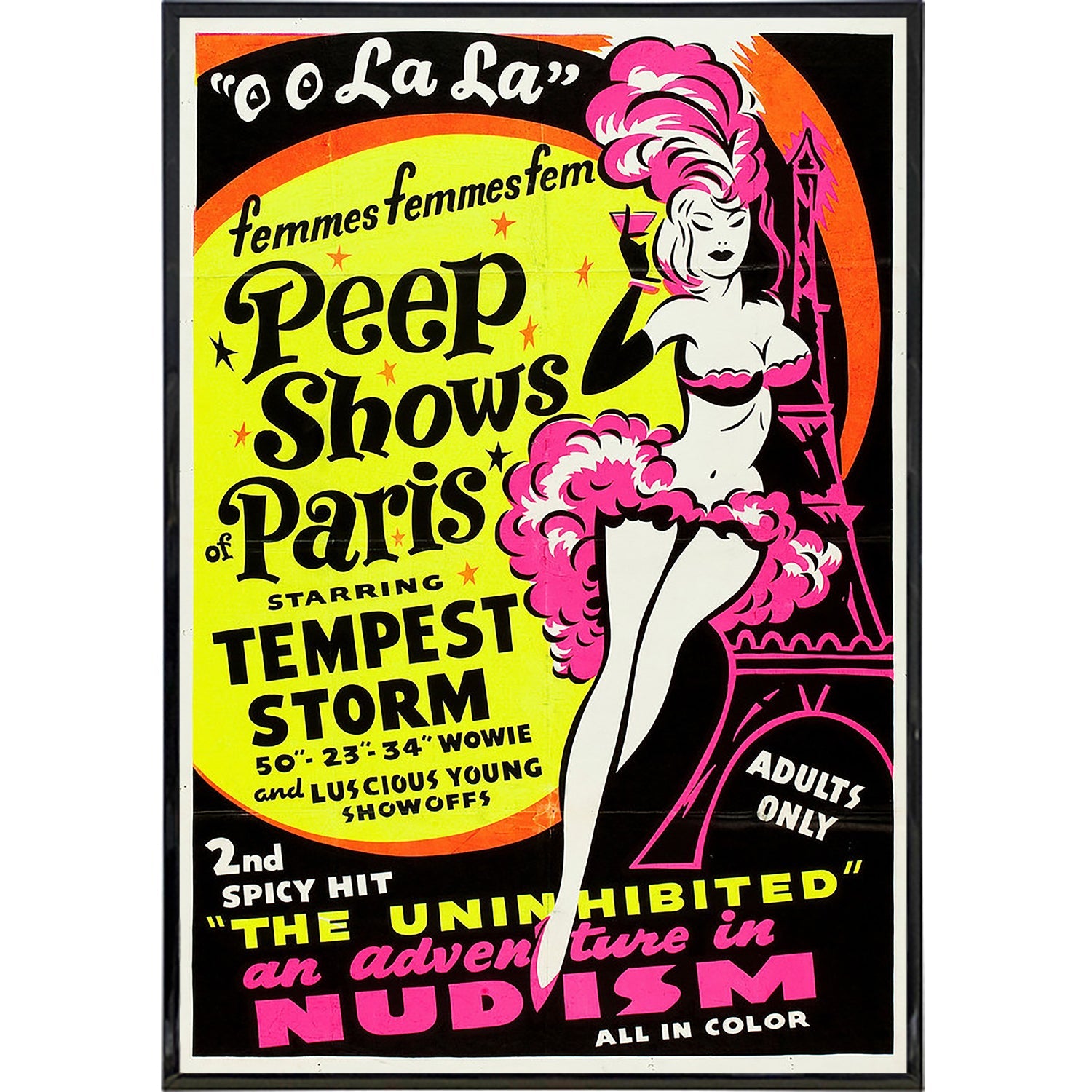 Vintage Peep Shows of Paris Film Poster Print - Classic French Cinema Wall Art Decor for Home, Office & Theater Rooms