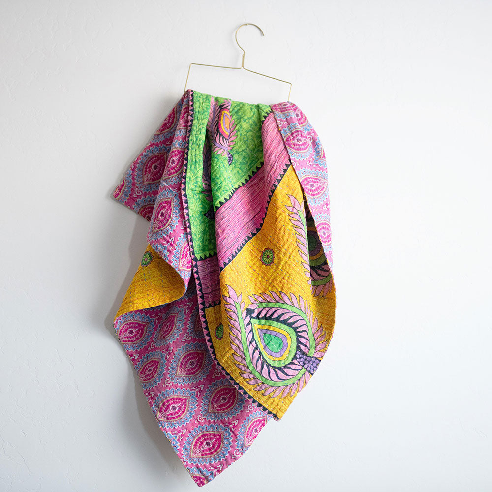 Soft & Cozy Kantha Baby Blanket - Handmade Cotton CB9056 - Perfect for Nursery, Swaddling & Stroller Use