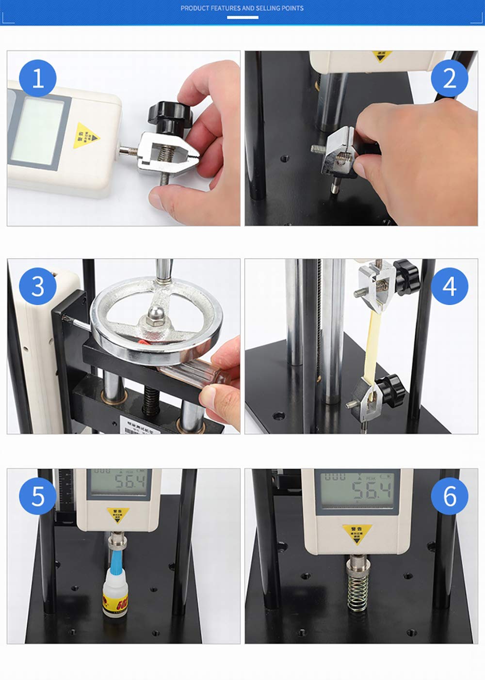 Digital Force Meter Test Stand - Vertical Spiral Push Pull Gauge with LCD Display for Tensile & Pressure Testing | Perfect for Material Strength Testing in Labs, Manufacturing & Quality Control