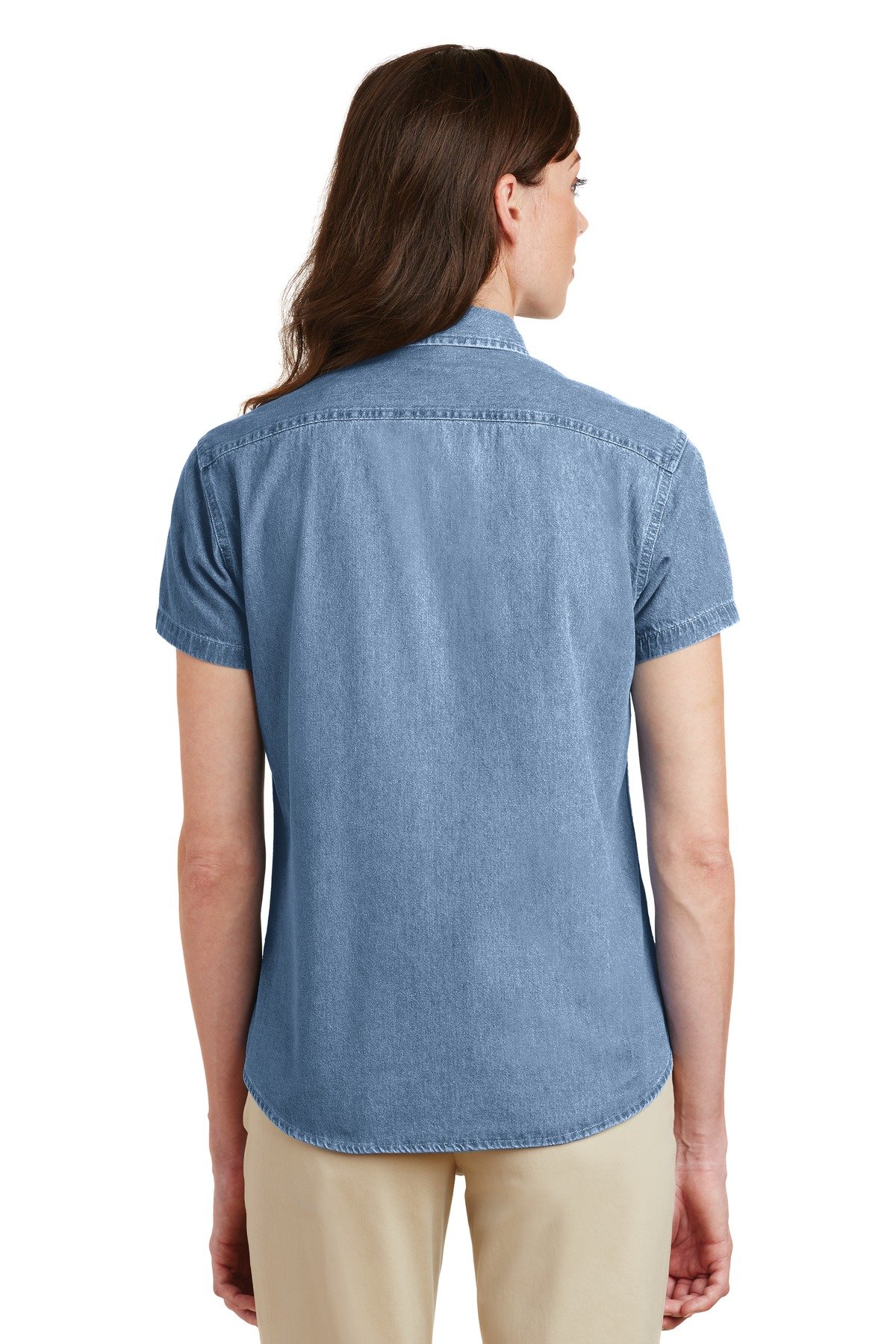 Port & Company Women's Short Sleeve Denim Shirt - Soft Comfort Fit Casual Top for Everyday Wear | Perfect for Work, Outings & Layering