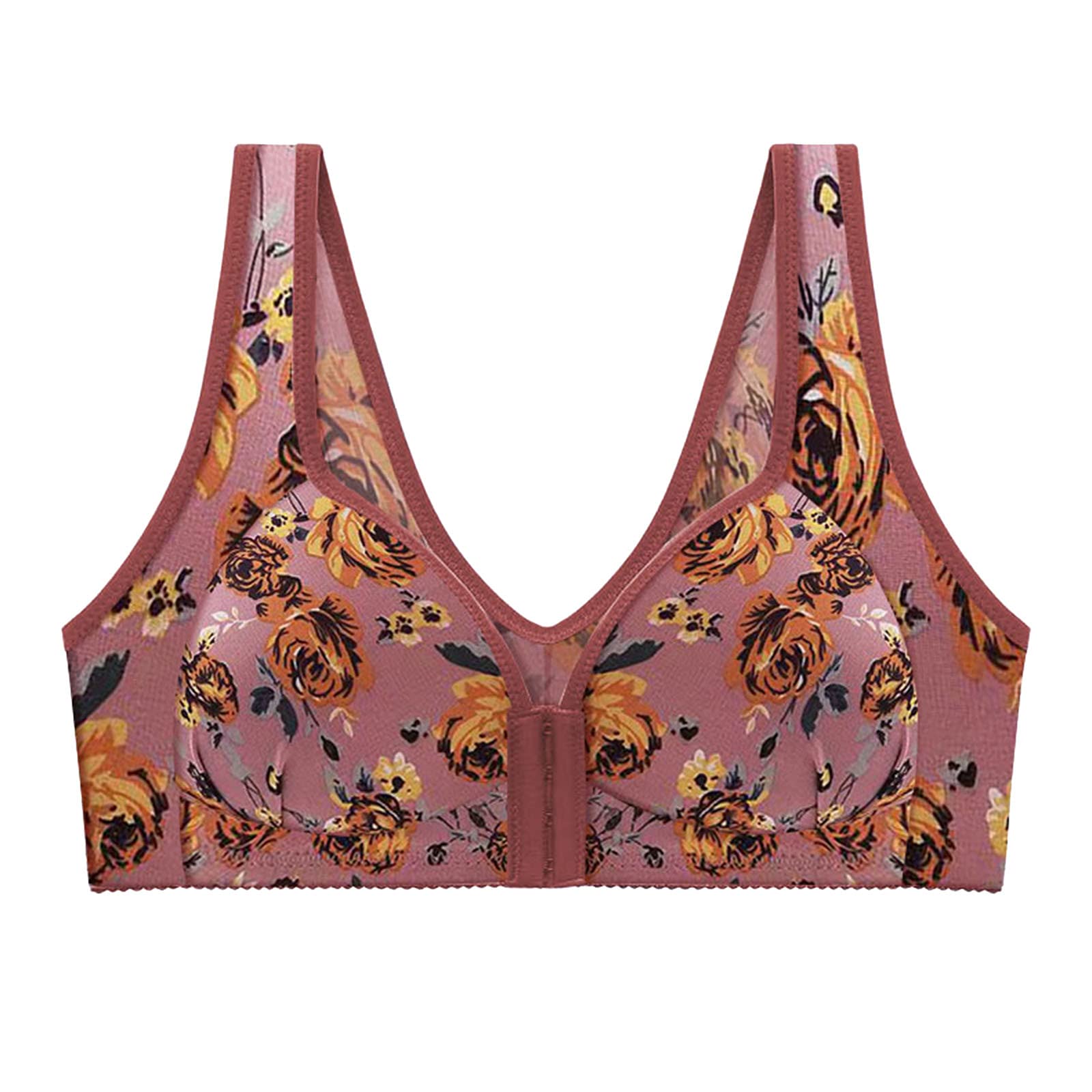 **Printed Front Underwire Women's Sexy Button Sports Bra - Large Size Cotton Comfort for Active Lifestyles & Everyday Wear**