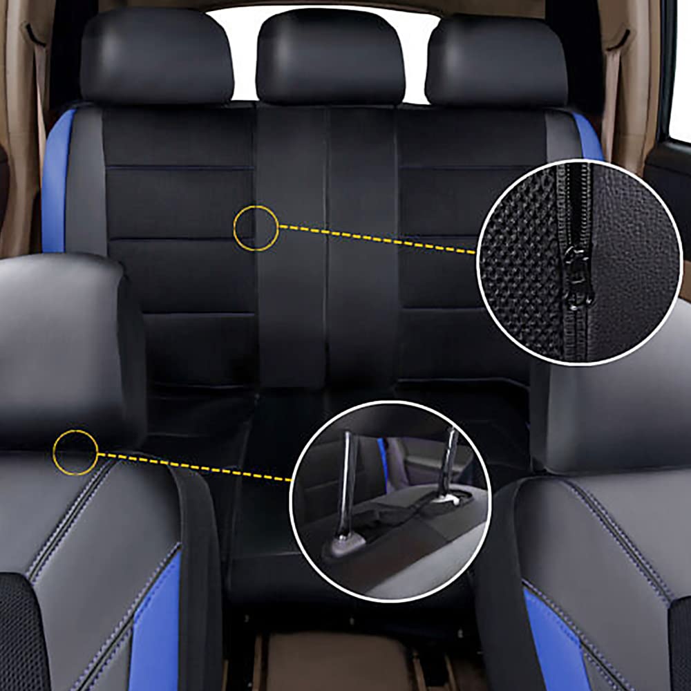 Premium PU Leather & Cloth Car Seat Covers for Range Rover Evoque Sport 1990-2020 - 5-Seat Set, Comfortable & Durable Auto Seat Protectors in Blue - Perfect for Road Trips, Daily Commutes & Interior Protection