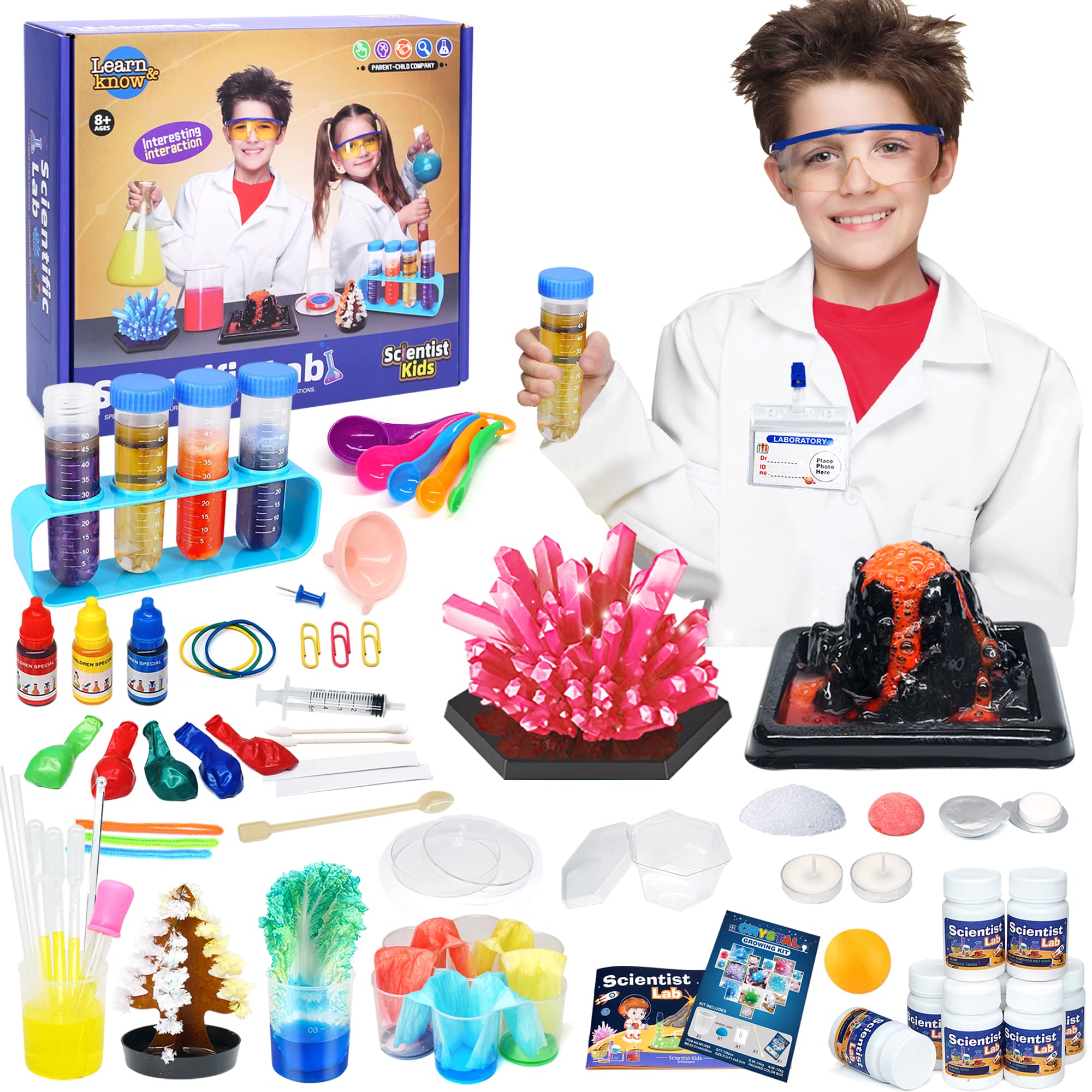 STEM Science Kits for Kids Ages 8-14 - 56 Fun Lab Experiments with Volcano & Crystal Growing Projects | Educational Chemistry Set for Boys & Girls | Perfect for Homeschooling, Classroom & Birthday Gifts