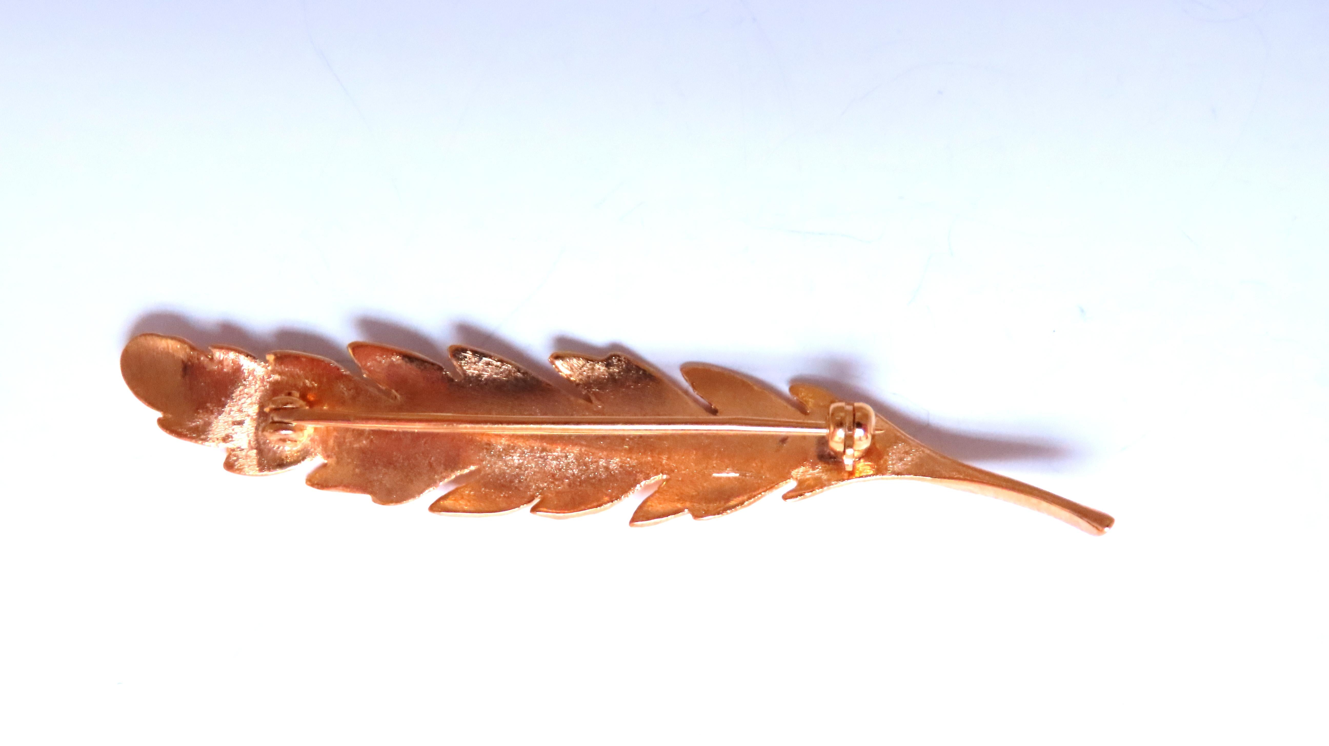 14K Gold Peacock Feather Brooch Pin - Elegant Still Life Jewelry for Women, Perfect for Weddings, Parties, and Special Occasions