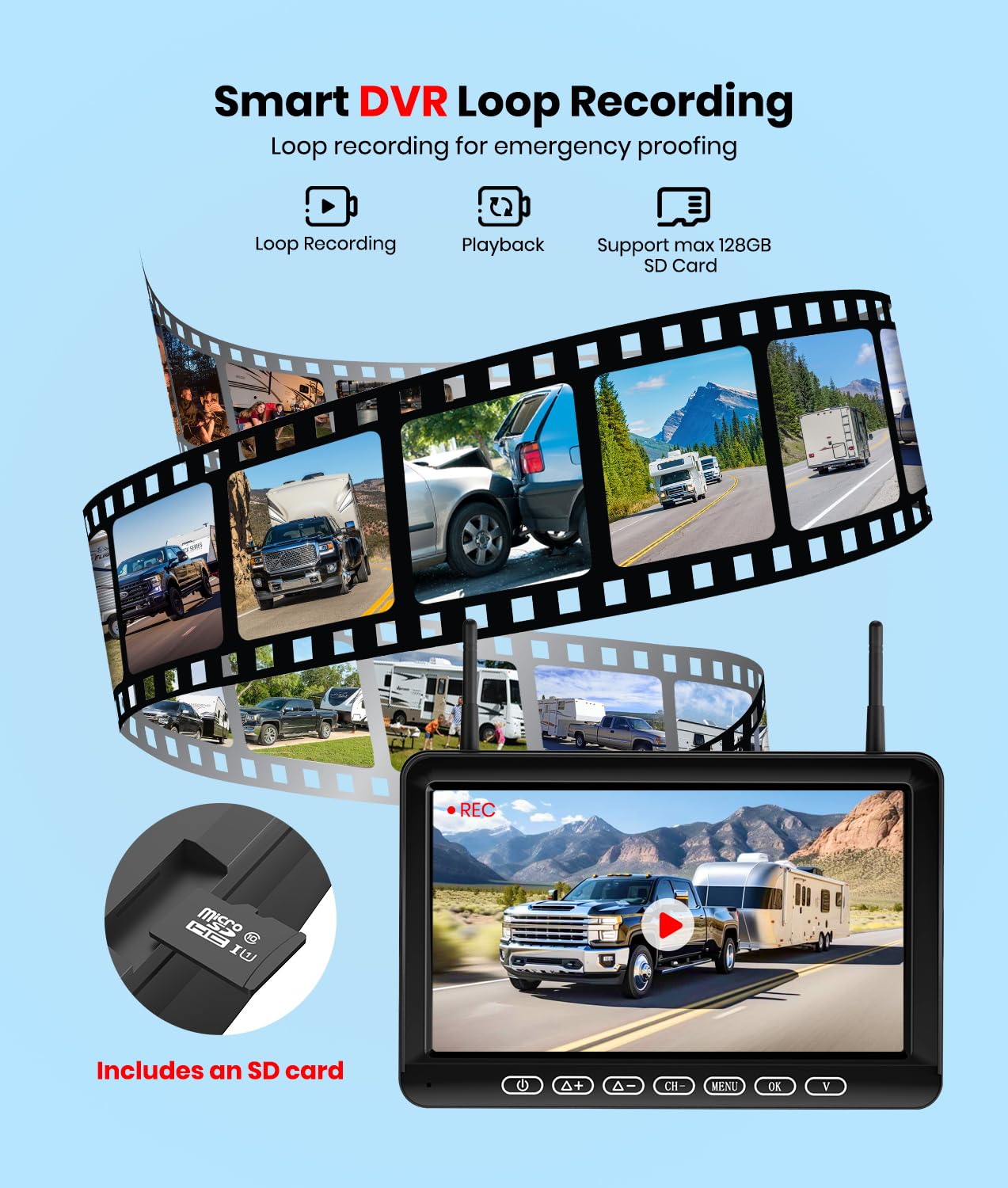 **BoscamPlus RV Backup Camera Wireless for Furrion Systems - 1080P HD 7