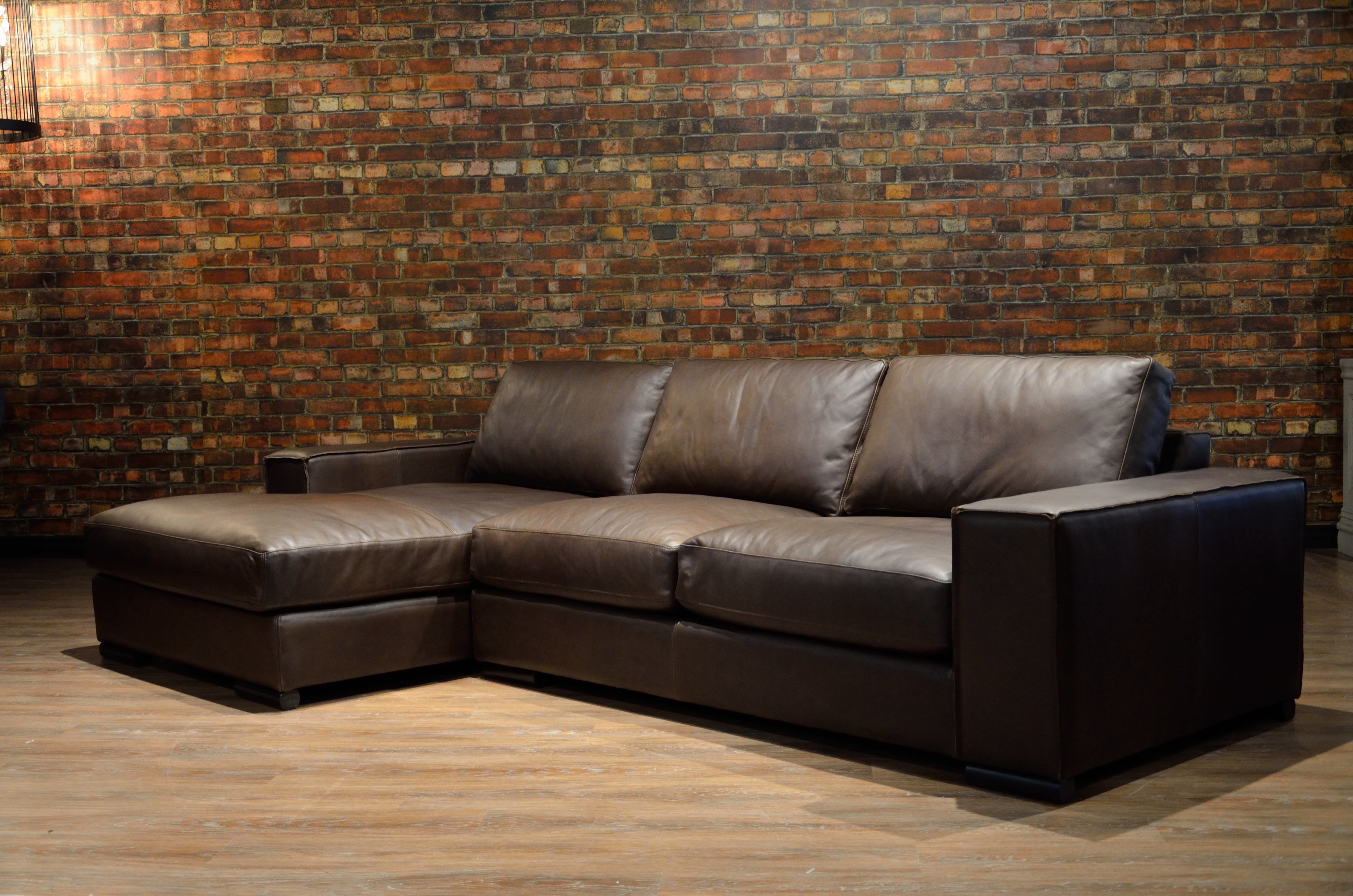 Luxury IROQUOIS Genuine Leather Sofa Chaise LHF Sectional - Modern Living Room Furniture for Home Theater & Lounge Relaxation
