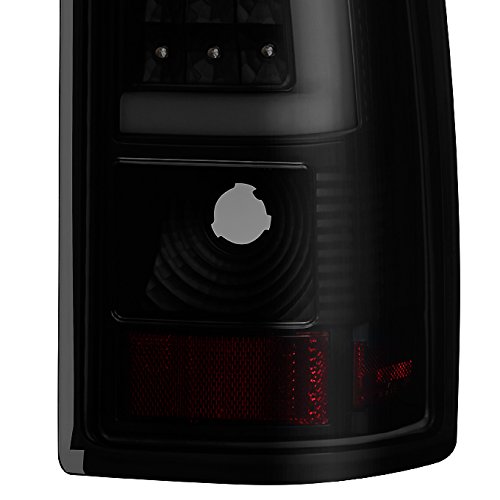 AKKON Smoked LED Tail Lights for 1999-2006 GMC Sierra & 1999-2002 Chevy Silverado - Black Lens Tube Brake Lamps - Upgrade Your Pickup Truck's Style & Nighttime Visibility