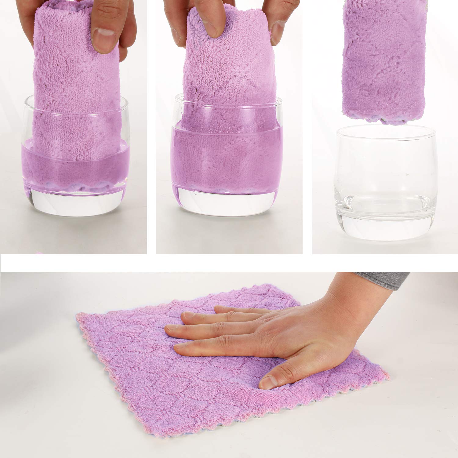 Kimteny Microfiber Cleaning Cloths - Super Absorbent & Fast Drying Kitchen Towels, Lint-Free Dish Cloths, Reusable Washcloths for Dishes, Countertops & Household Cleaning (10