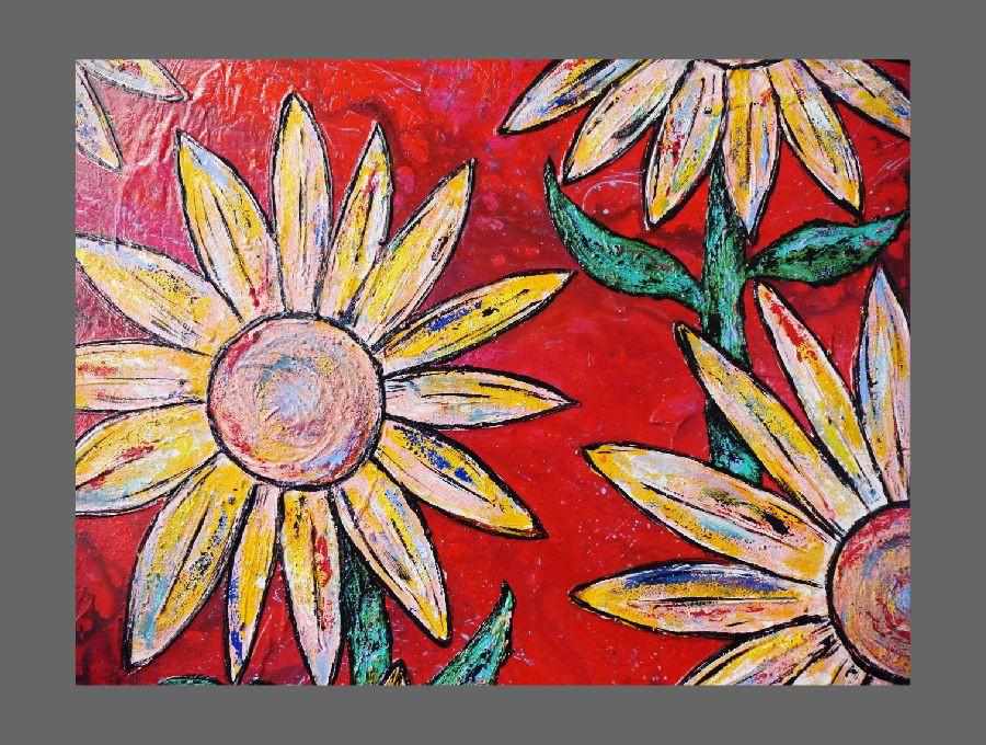 Passionate Red Sunflower Painting 75