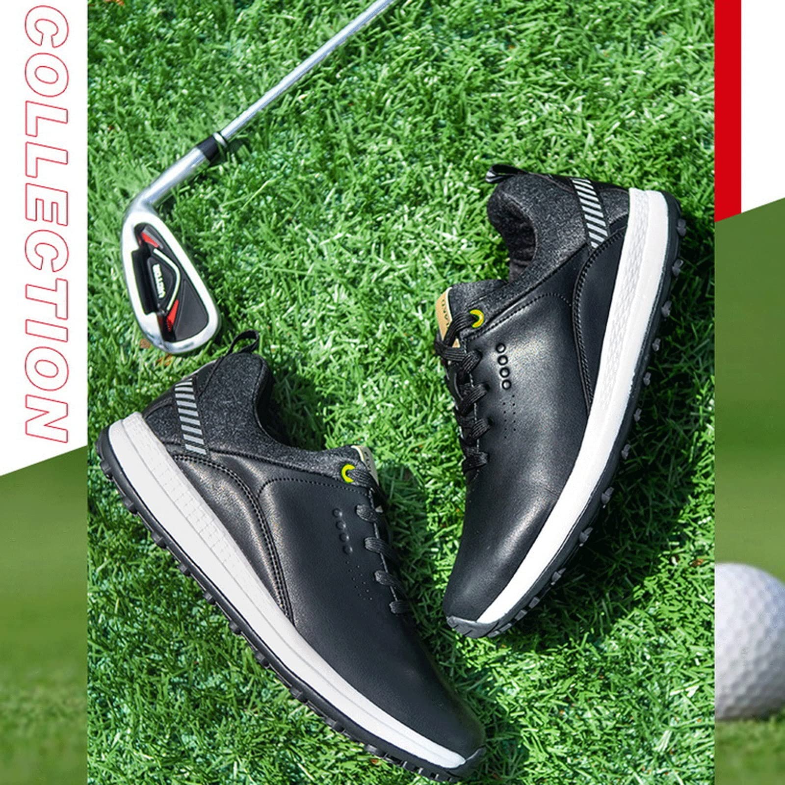 Men's Waterproof Golf Shoes - Lightweight Non-Spike Sneakers for Sports & Leisure (Black, Size 10.5) | Perfect for Golf Course, Walking & Casual Wear