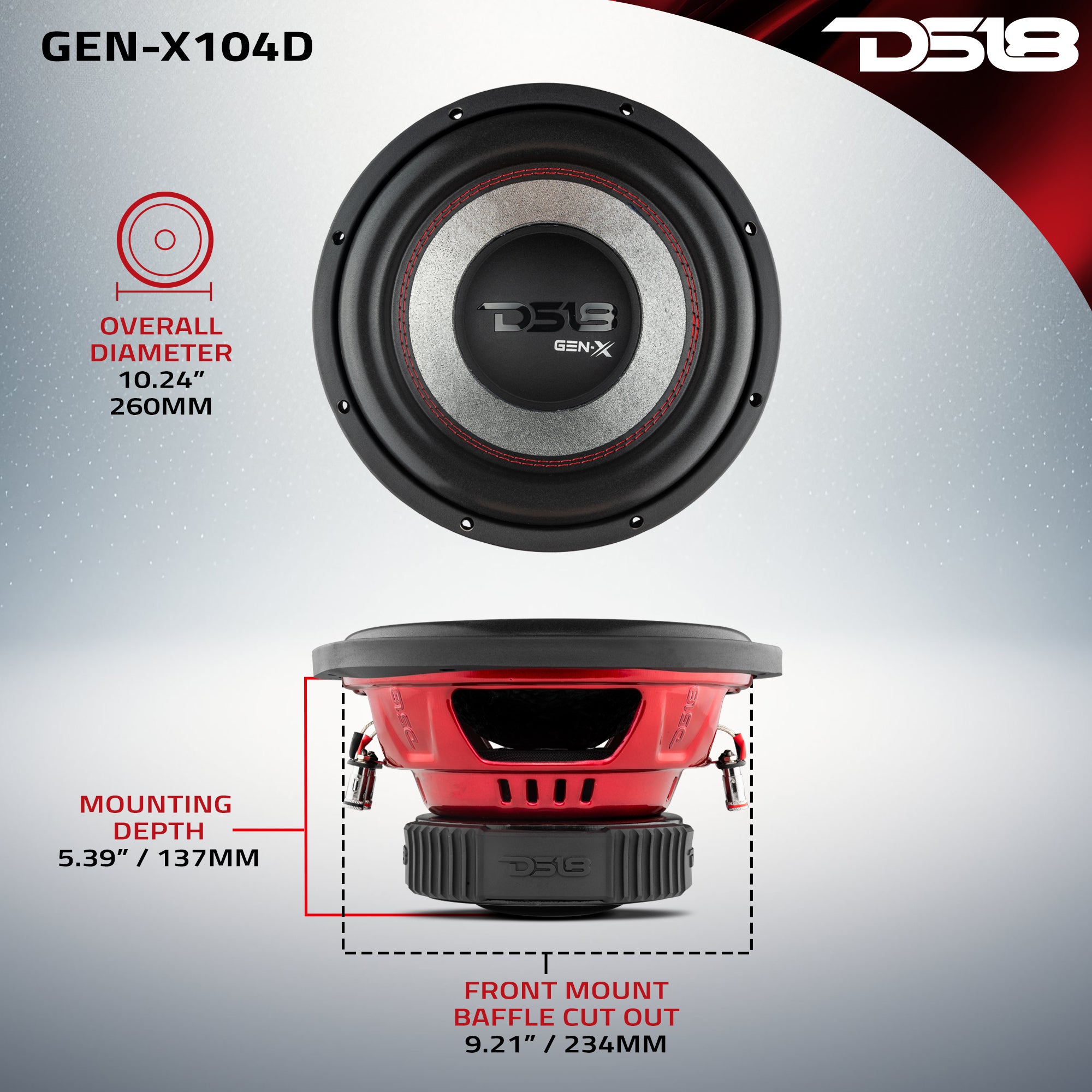 GEN X 10 Inch Car Subwoofer - 400 Watts RMS Power, Dual Voice Coil (DVC), 4 Ohm Impedance - Premium Bass for Car Audio & Home Theater Systems