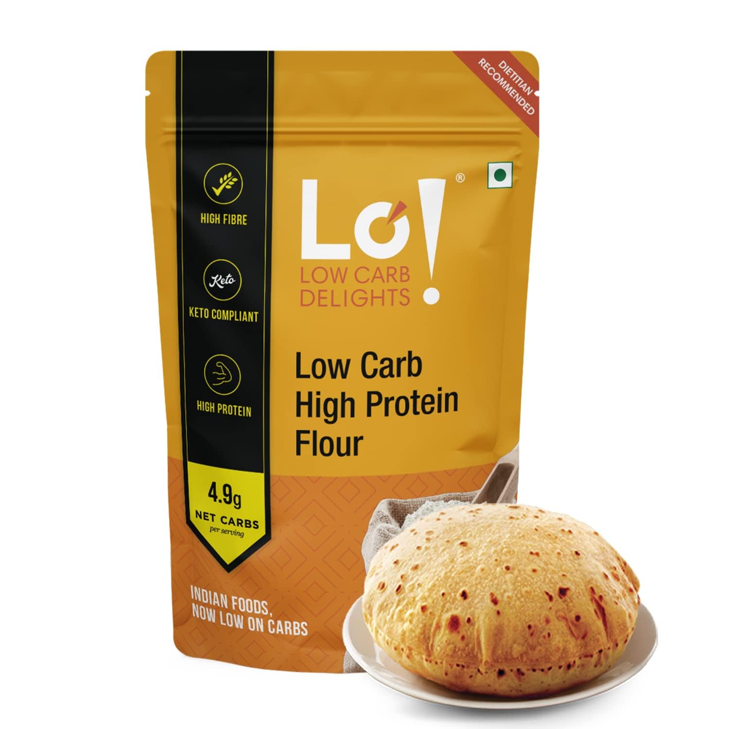 Green Velly Low Carb High Protein Flour - 8g Protein Per Roti | Lab Tested Keto & Diet Friendly Atta | 2kg Pack | Perfect for Keto Roti, Bread & Healthy Baking