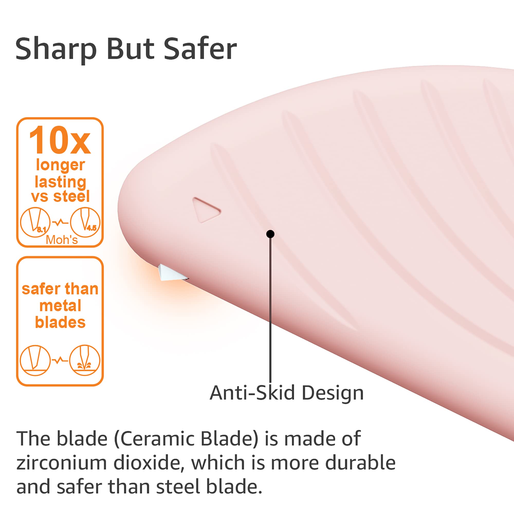Mini Box Cutter - Ceramic Blade Safety Utility Knife with Built-In Magnetic Holder | Cute Pink Package Opener for Women | Perfect for Opening Amazon Packages, Mail, and Cardboard Boxes