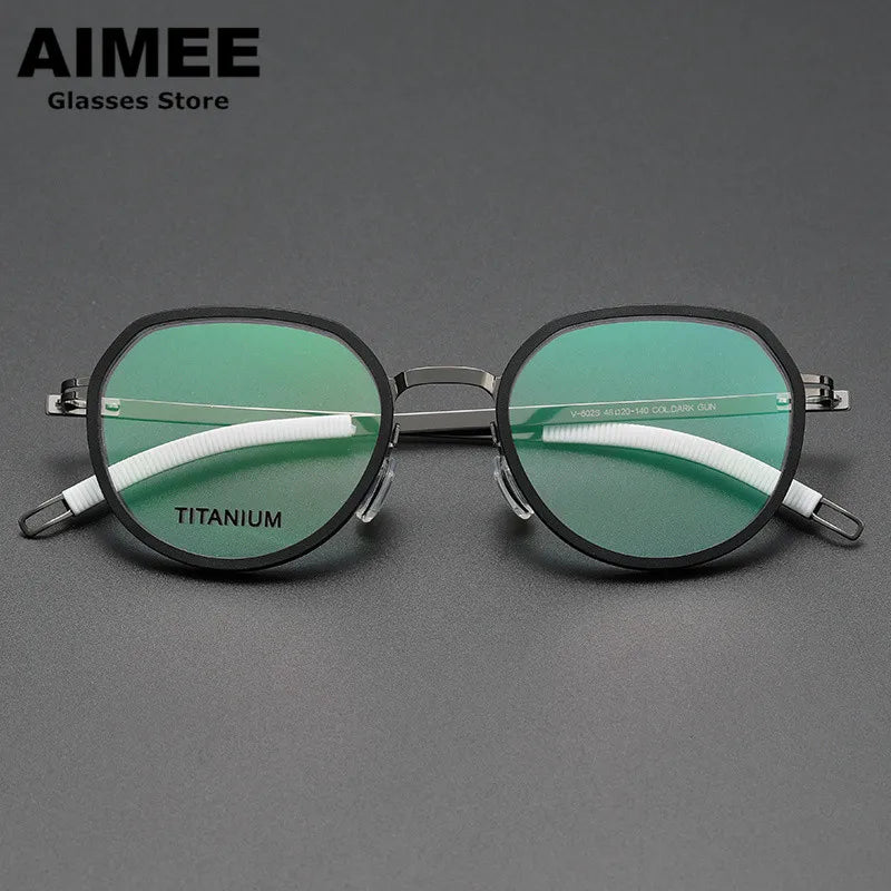 Aimee Unisex Full Rim Flat Top Oval Titanium Acetate Eyeglasses 60219 - Lightweight Durable Frame for Men & Women - Perfect for Reading, Work, and Everyday Use