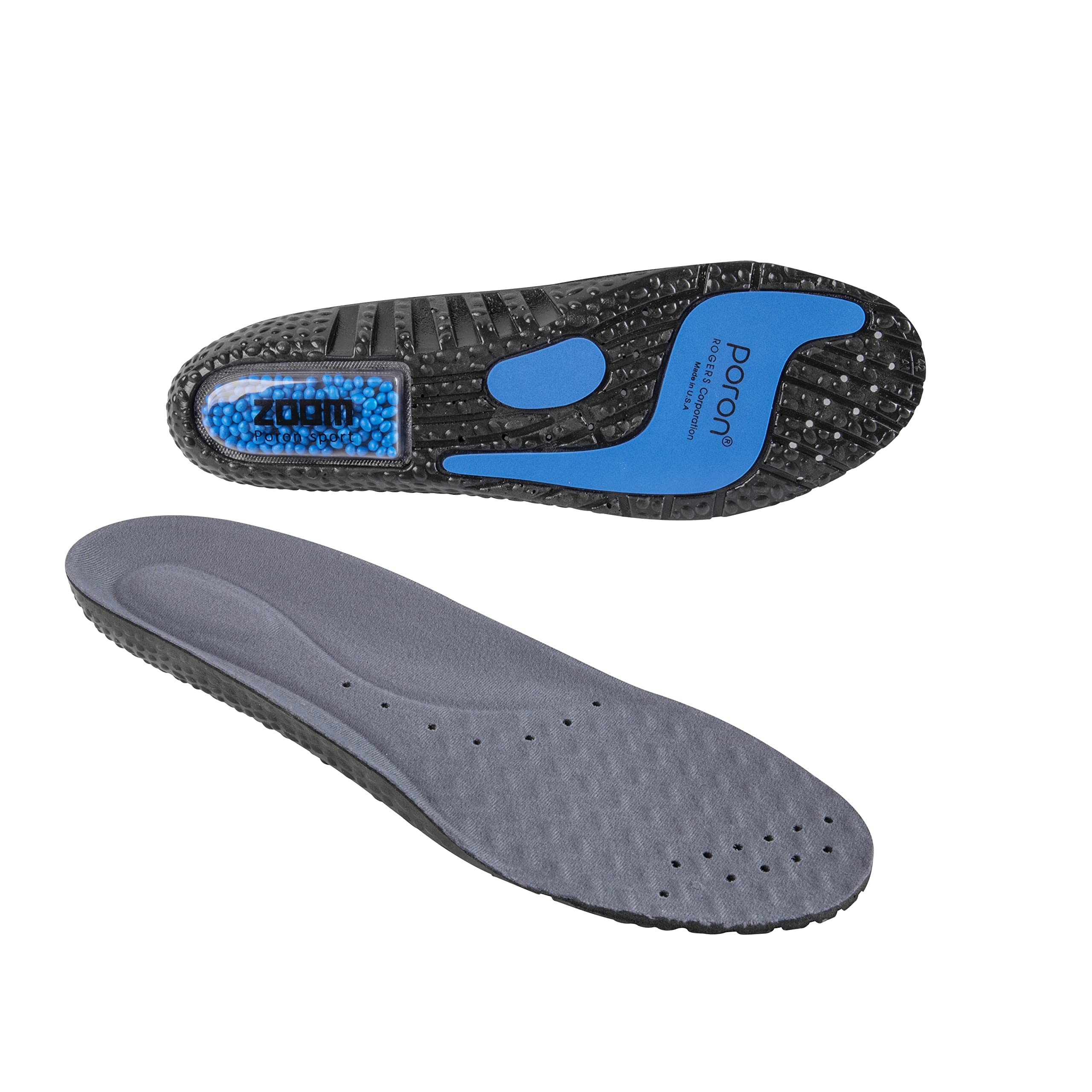 Leotowxin Orthotic Insoles for Plantar Fasciitis Relief - Shock Absorbing Arch Support Inserts for Men & Women - Comfortable Running & Sports Shoe Insoles - Fits Boots & Athletic Shoes (Men 7.5-10, White/Blue) - Ideal for Running, Walking & All-Day Comfort