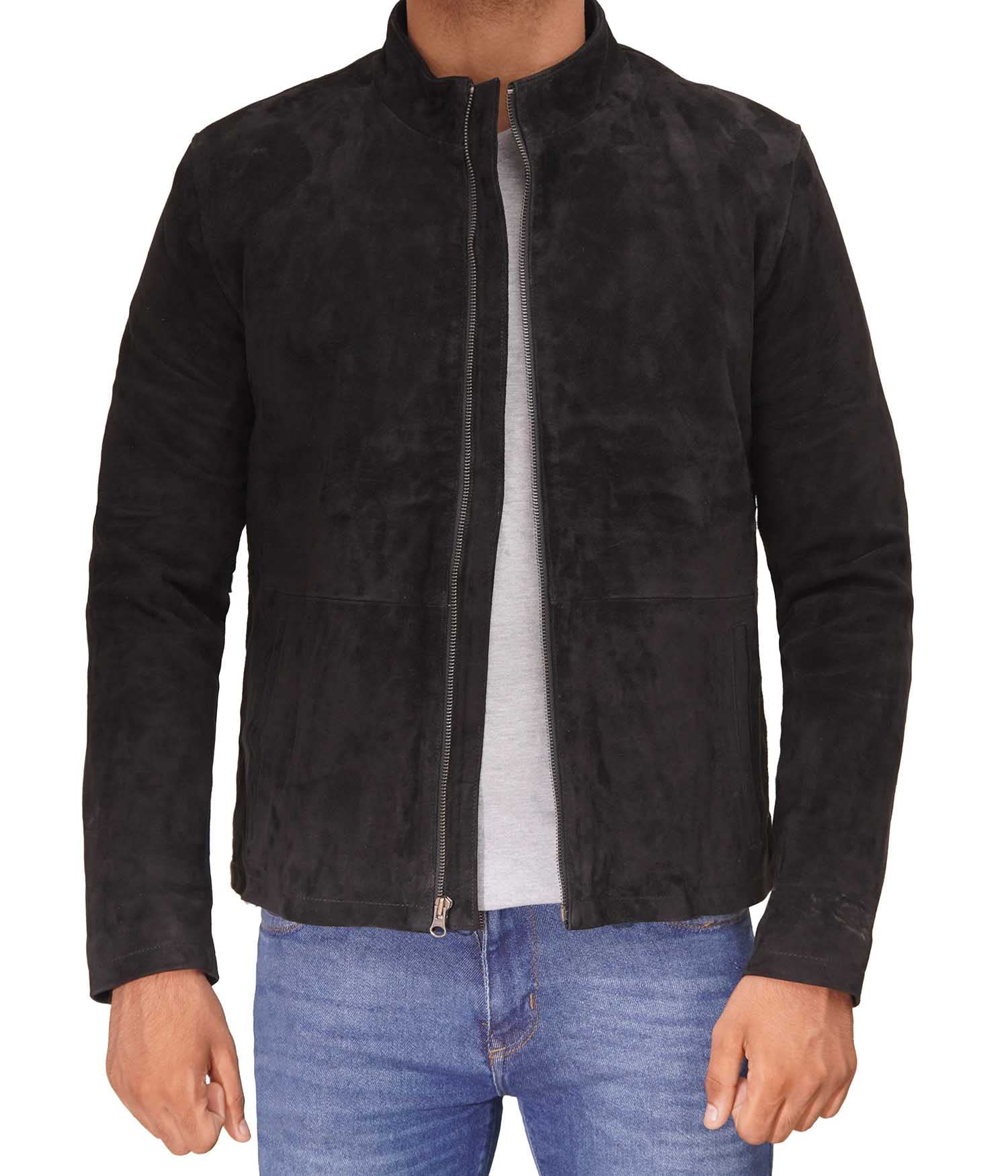Blingsoul Men's Brown Suede & Black Lambskin Leather Jacket - Premium Biker Style Outerwear for Casual Wear, Date Night & Motorcycle Riding