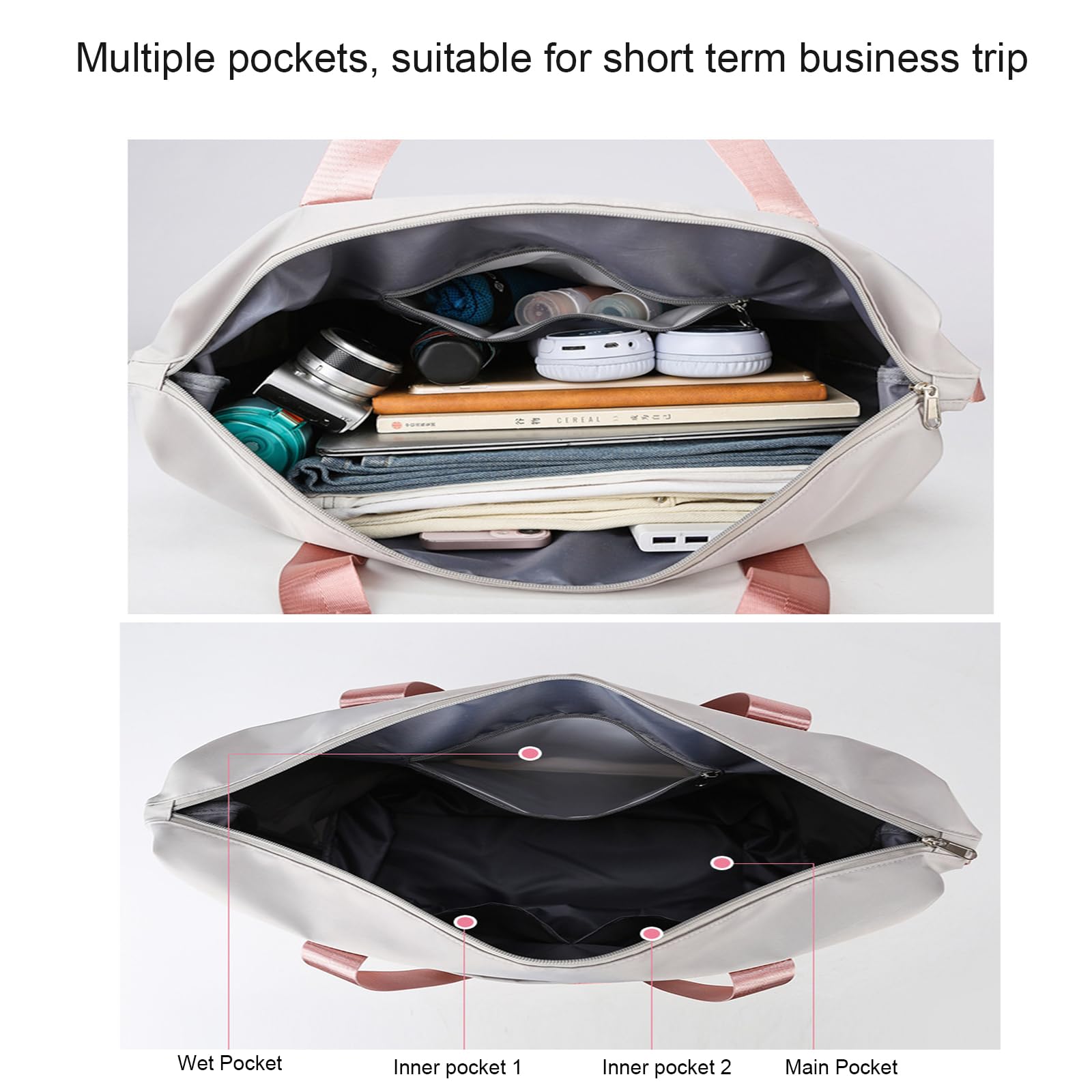 Best Carry-On Duffle Bag for Airplanes & Gym - Travel Overnight Bag with Shoe Compartment for Women & Men (Pink) - Perfect for Business Trips, Weekend Getaways & Workout Sessions