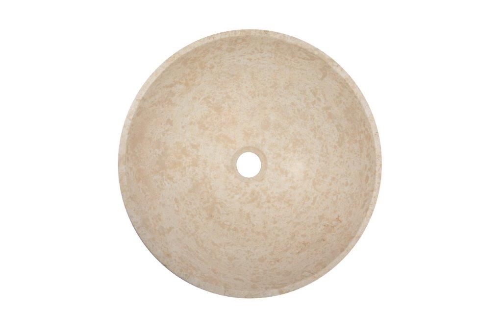 Round Travertine Vessel Sink - Natural Stone Bathroom Sink for Modern Farmhouse & Spa Bathroom Decor | Above Counter Basin for Vanity, Powder Room & Guest Bath