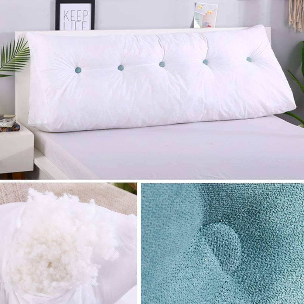Large Soft Comfortable Backrest Headboard King Cushion Pillow for Reading & Rest in Twin Bed - Breathable Triangular Wedge Support for Back & Waist - Washable Beige Cover - Perfect for Bed, Sofa & Floor Lounging