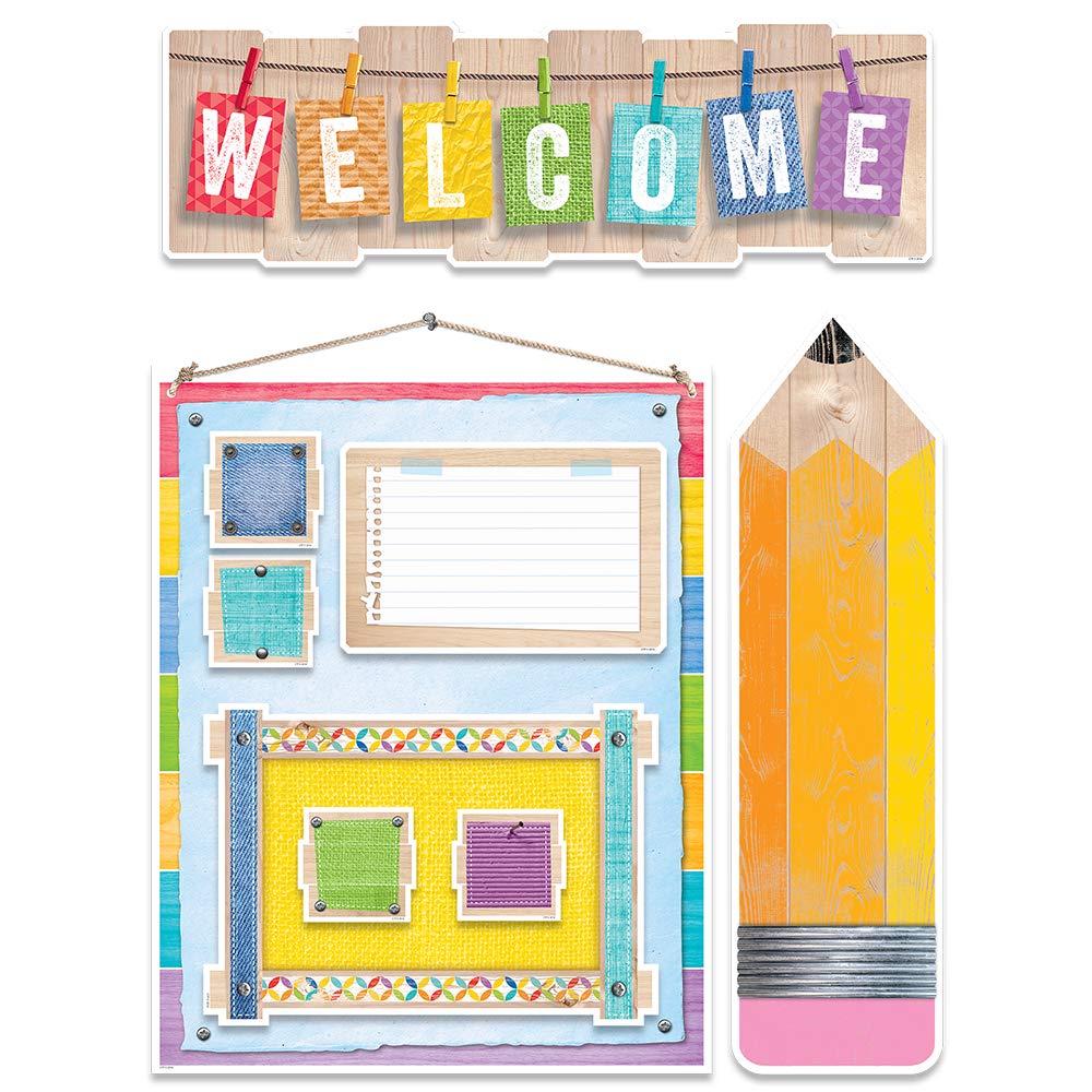 Creative Teaching Press Upcycle Style Welcome Bulletin Board Set (7054) - Perfect for Classroom Decor, Back to School, and DIY Projects