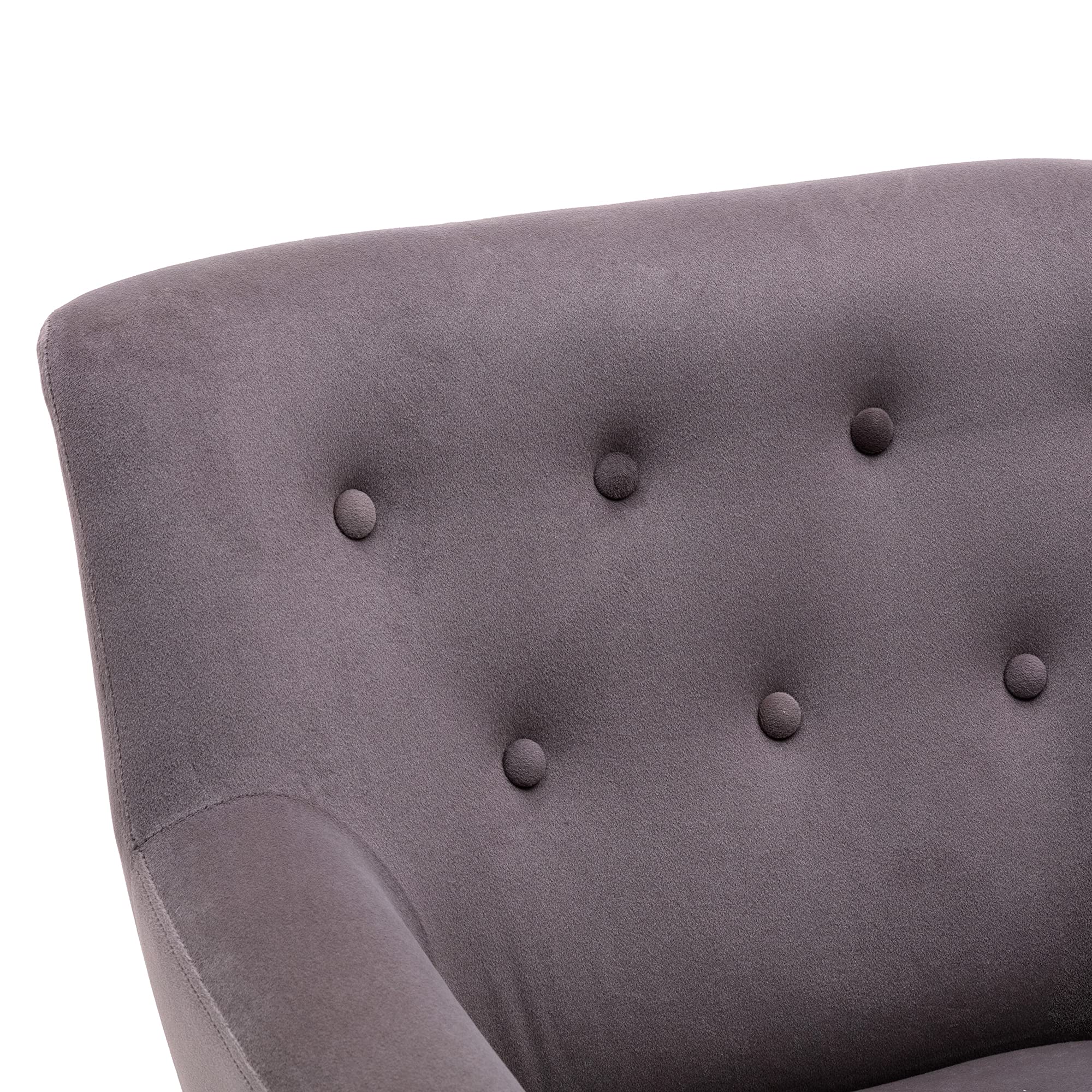 Mid Century Modern Upholstered Accent Chair with Waist Pillow - Solid Wood Legs & Linen Fabric - Stylish Armchair for Living Room, Bedroom, Office - Perfect for Relaxing, Reading & Home Decor (Gray)