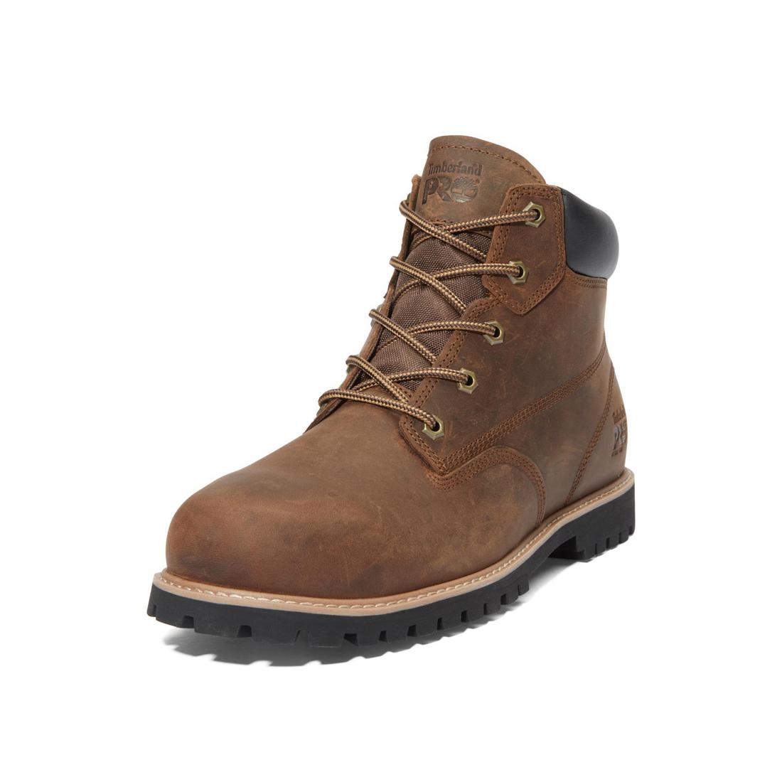 Gritstone 6 Inch Steel Toe Work Boots for Men - Brown Safety Shoes for Construction & Industrial Work - OSHA Compliant Work Boots for Heavy Duty Jobs