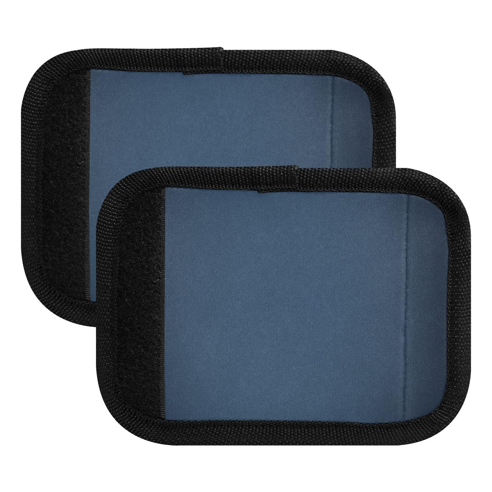 Neoprene Luggage Handle Wrap - Navy Blue Textured Grip Cover with Name Tag (4 Pack) for Travel - Perfect for Airports, Hotels & Business Trips