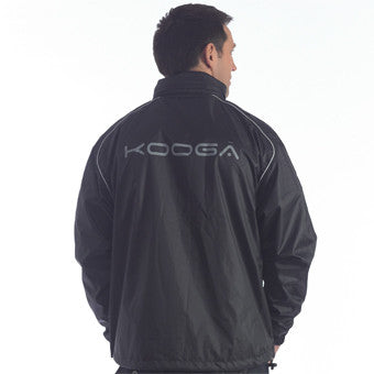 KOOGA EASTLAND 3 PITCHSIDE/TRAINING RUGBY JACKET - Black/Silver - Waterproof Windbreaker for Rugby Training & Outdoor Sports