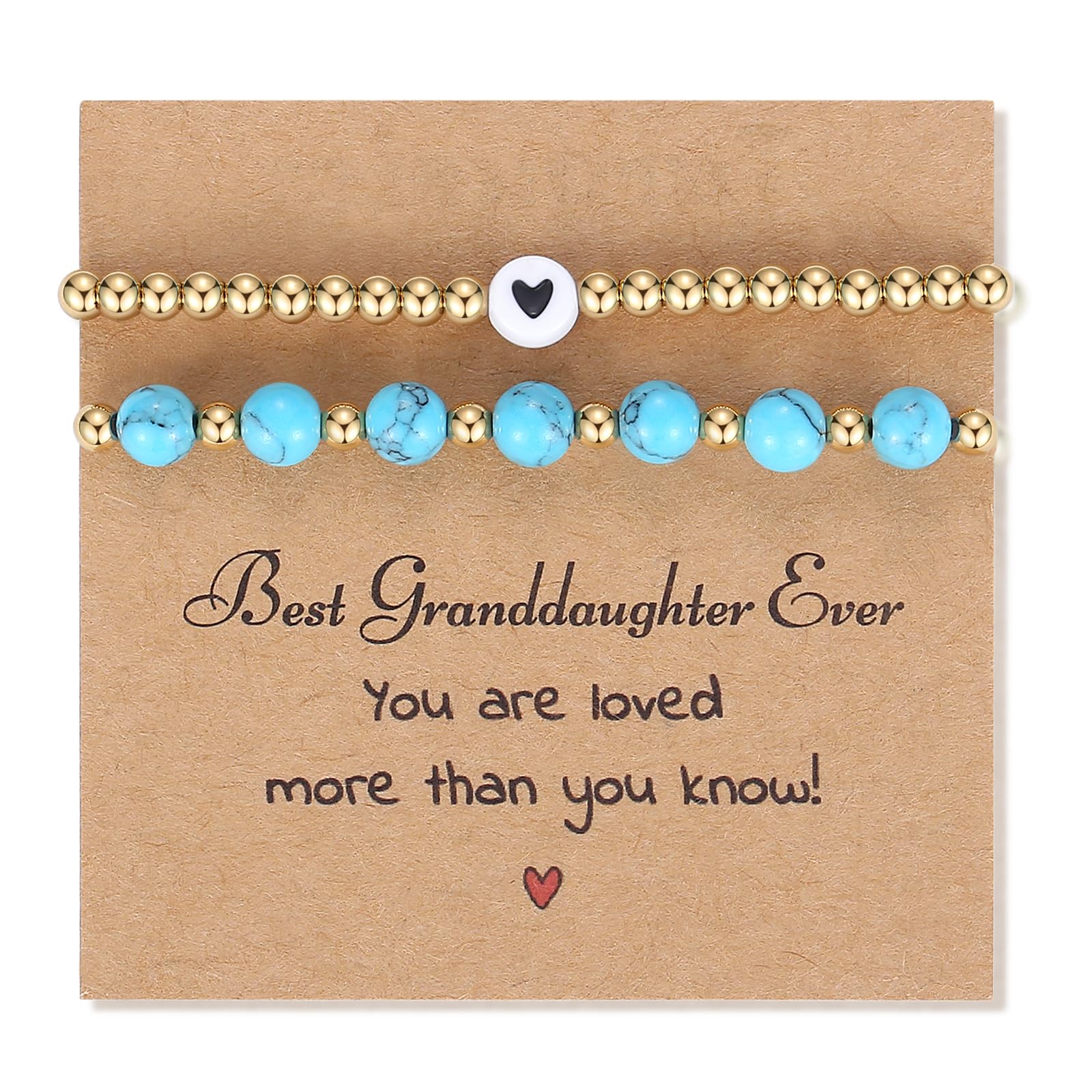 2Pcs Gold Beaded Bracelet Set for Women, Turquoise Jewelry Gift for Mom, Daughter, Sister & Friends - Perfect for Birthday, Anniversary & Everyday Wear