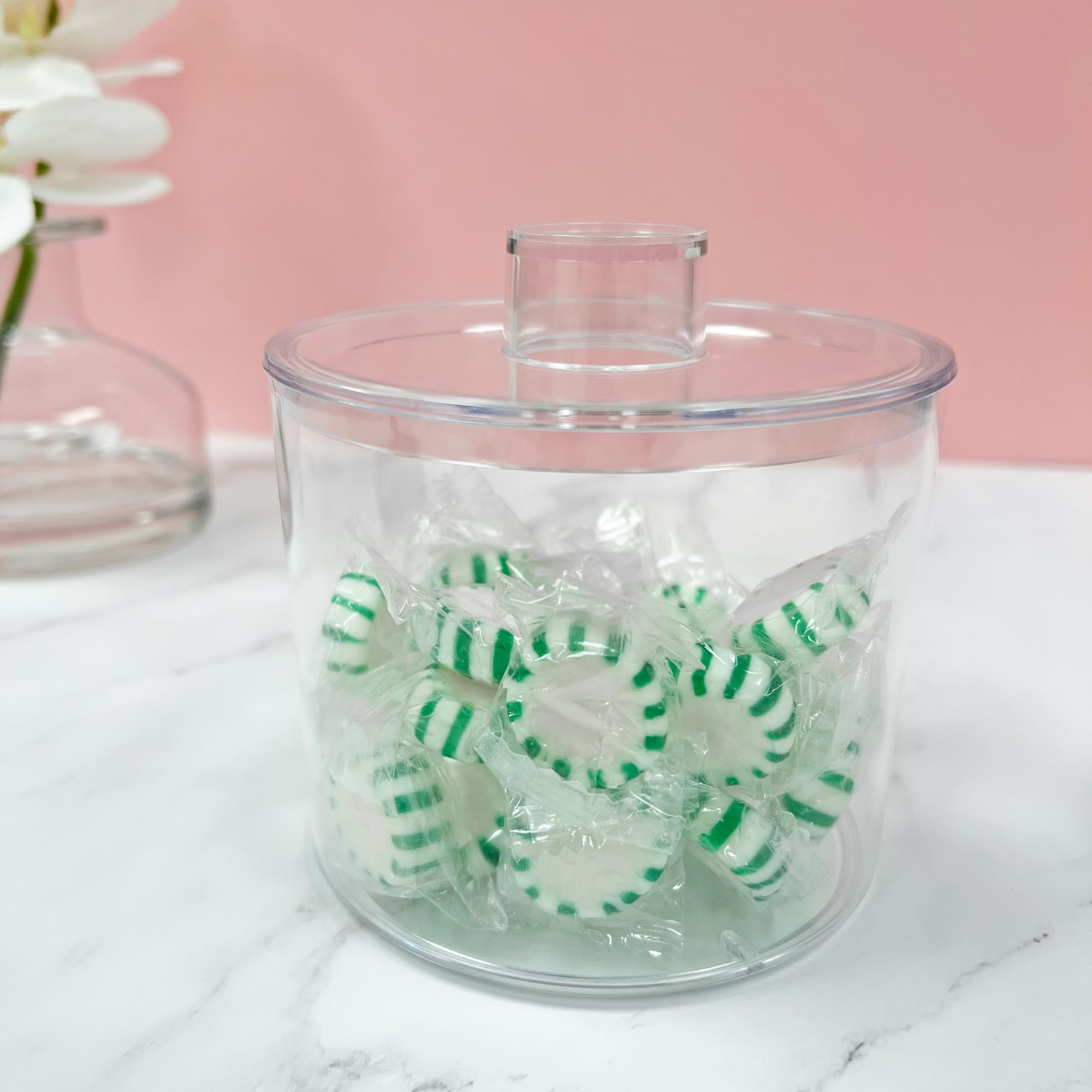 Pioneer Plastics 273C Clear Round Plastic Food Storage Containers with Lids - 4.06