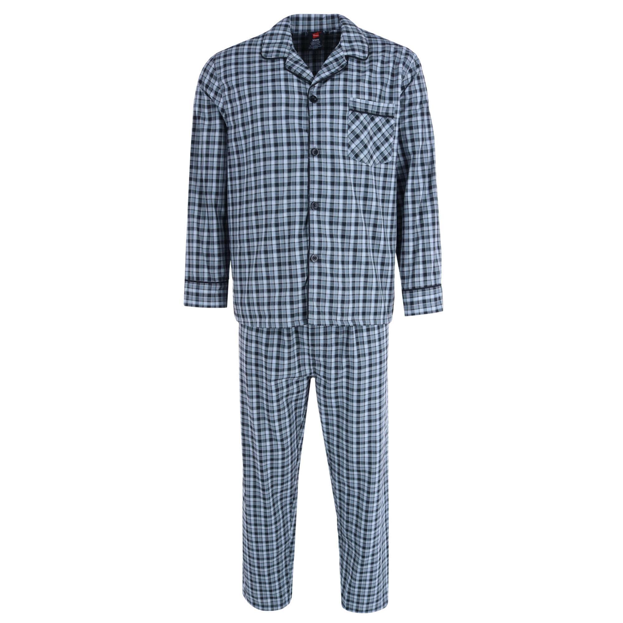 Hanes Men's Comfortable Broadcloth Long Sleeve Pajama Set - Soft Sleepwear for Relaxing at Home & Lounging