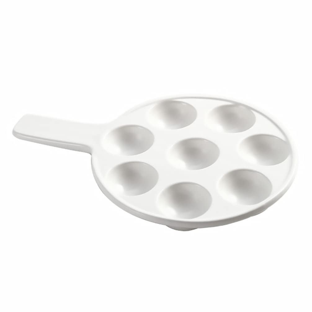 Premium Ceramic Escargot Plates with 8 Holes - 1PC Large White Porcelain Snail Baking Dish with Handle for Home, Restaurant & Hotel - Perfect for French Cuisine, Seafood Serving & Elegant Dinner Parties