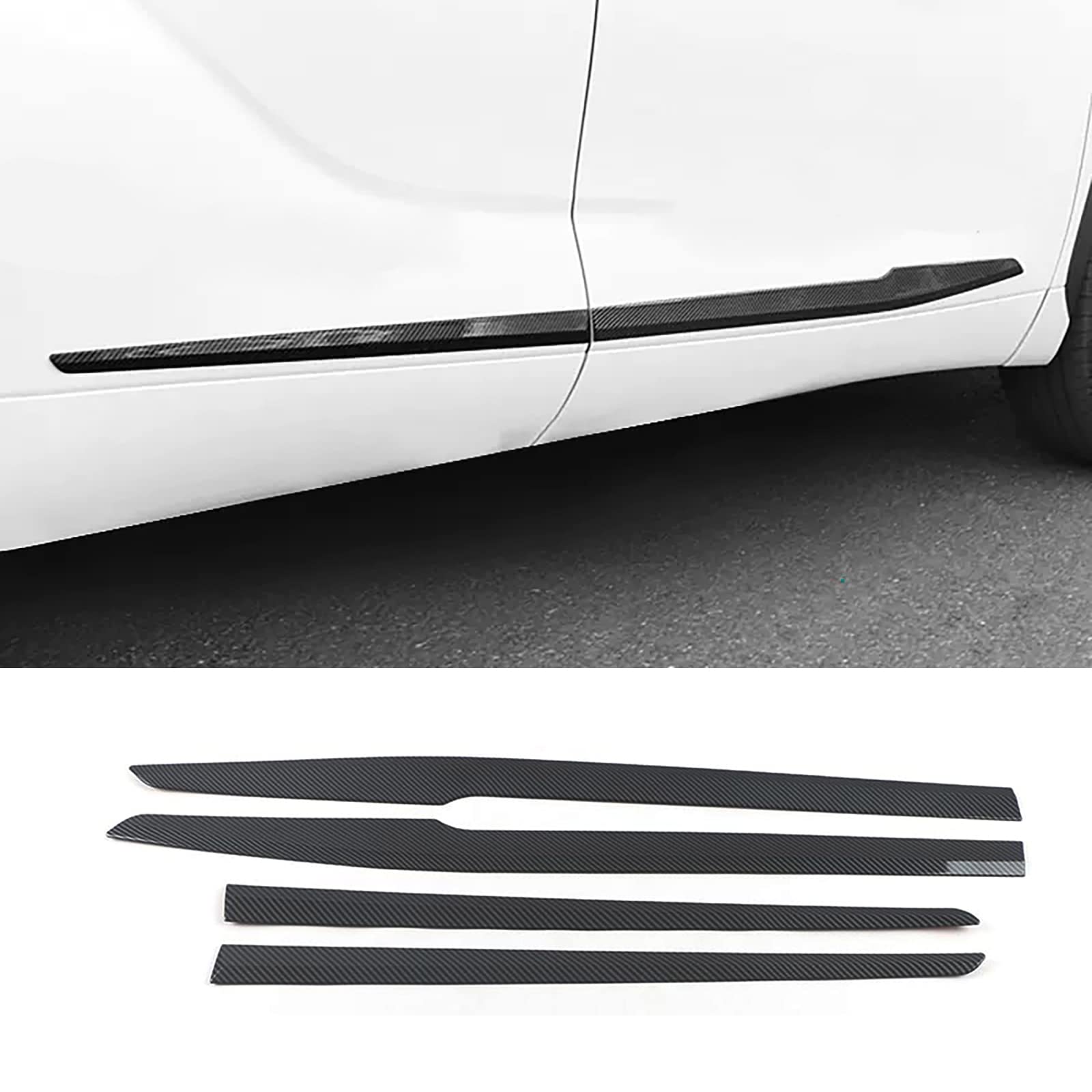 Premium Carbon Fiber Style ABS Body Side Door Molding Cover Trims for Toyota Highlander 2020-2025 - 4 Piece Set - Car Exterior Protection & Style Upgrade - Perfect for Daily Commute, Road Trips and Vehicle Customization