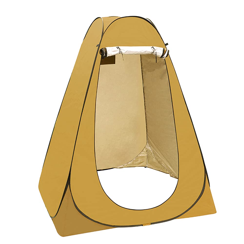 Portable Outdoor Pop Up Privacy Shower Tent & Camping Toilet Tent - Waterproof Windproof Rainproof Shelter for Beach, Hiking, Camping - Perfect for Changing Room & Outdoor Bathroom (Golden, Double Layer) - Ideal for Camping Trips, Beach Days & Outdoor Adventures