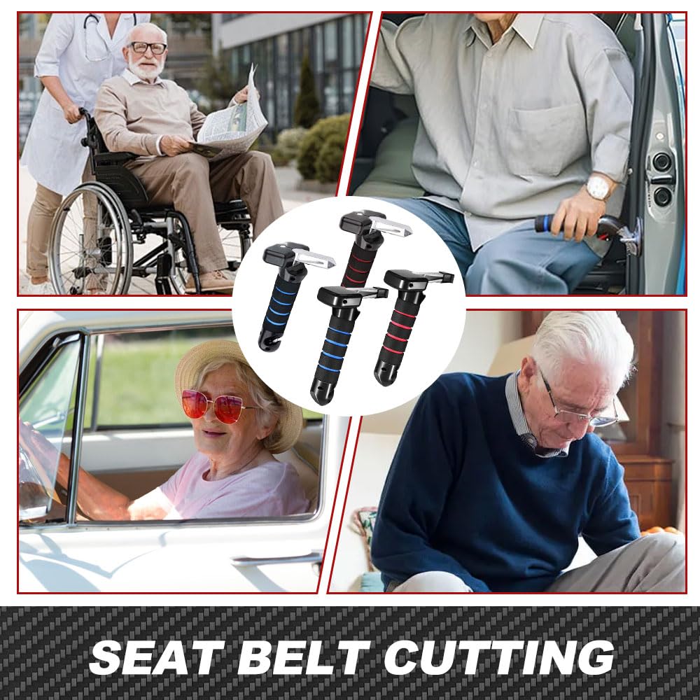**Upgraded Multifunctional Car Handle Cane for Elderly & Handicapped - Assist Support for Car Door Latch (Blue/Red) - Ideal for Seniors with Mobility Issues & Easy Car Entry/Exit**