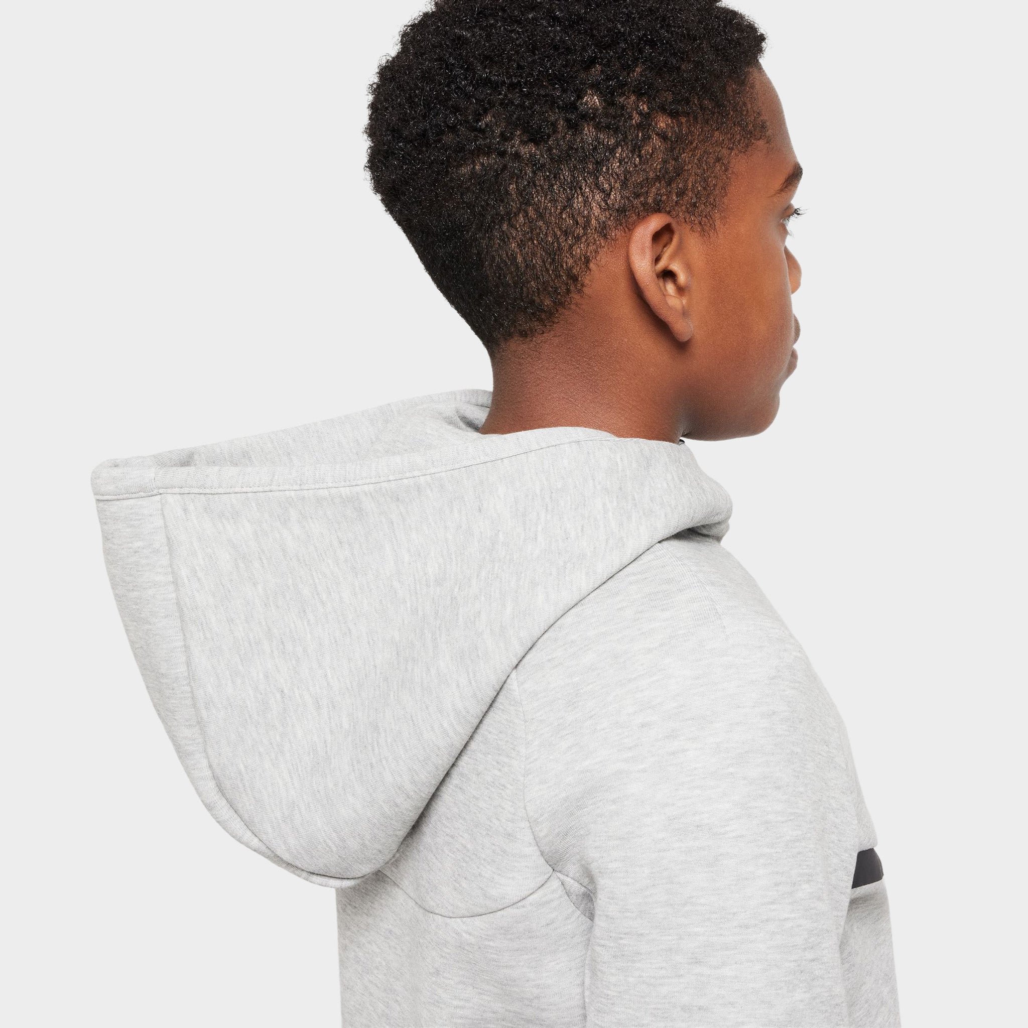 Nike Sportswear Junior Boys' Tech Fleece Hoodie - Dark Heather Grey | Warm & Comfortable Fleece Jacket for Kids | Perfect for School, Sports & Outdoor Activities