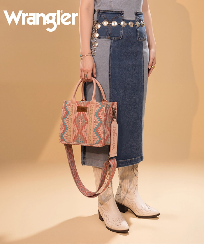 Wrangler Aztec Print Canvas Tote Bag for Women - Stylish & Durable Handbag for Shopping, Beach, Work & Travel Accessories